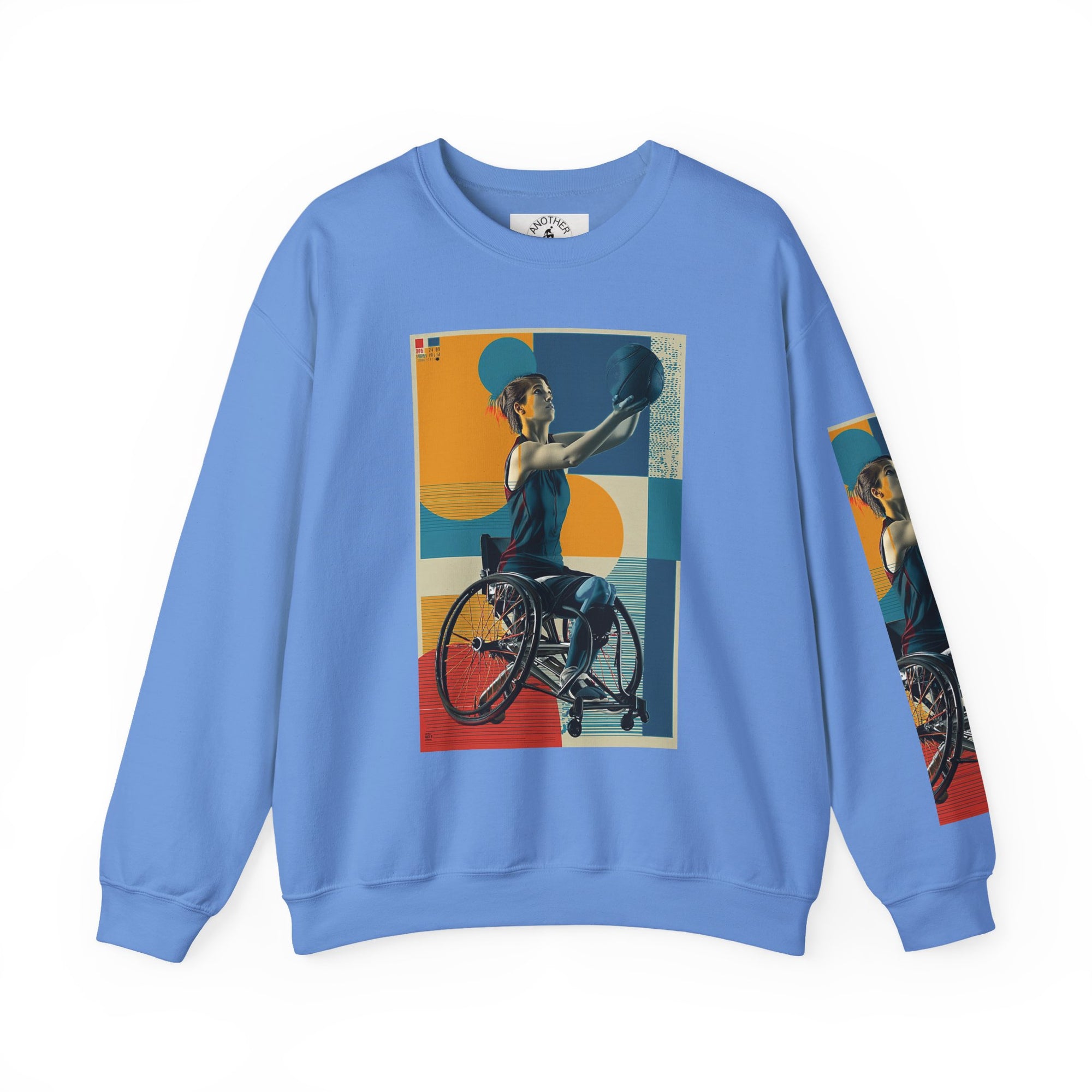 Inclusive WheelChair Basket Sports Themed Sweatshirt for Empowerment, Unisex Heavy Blend Crewneck, Inspirational Gift for Activists