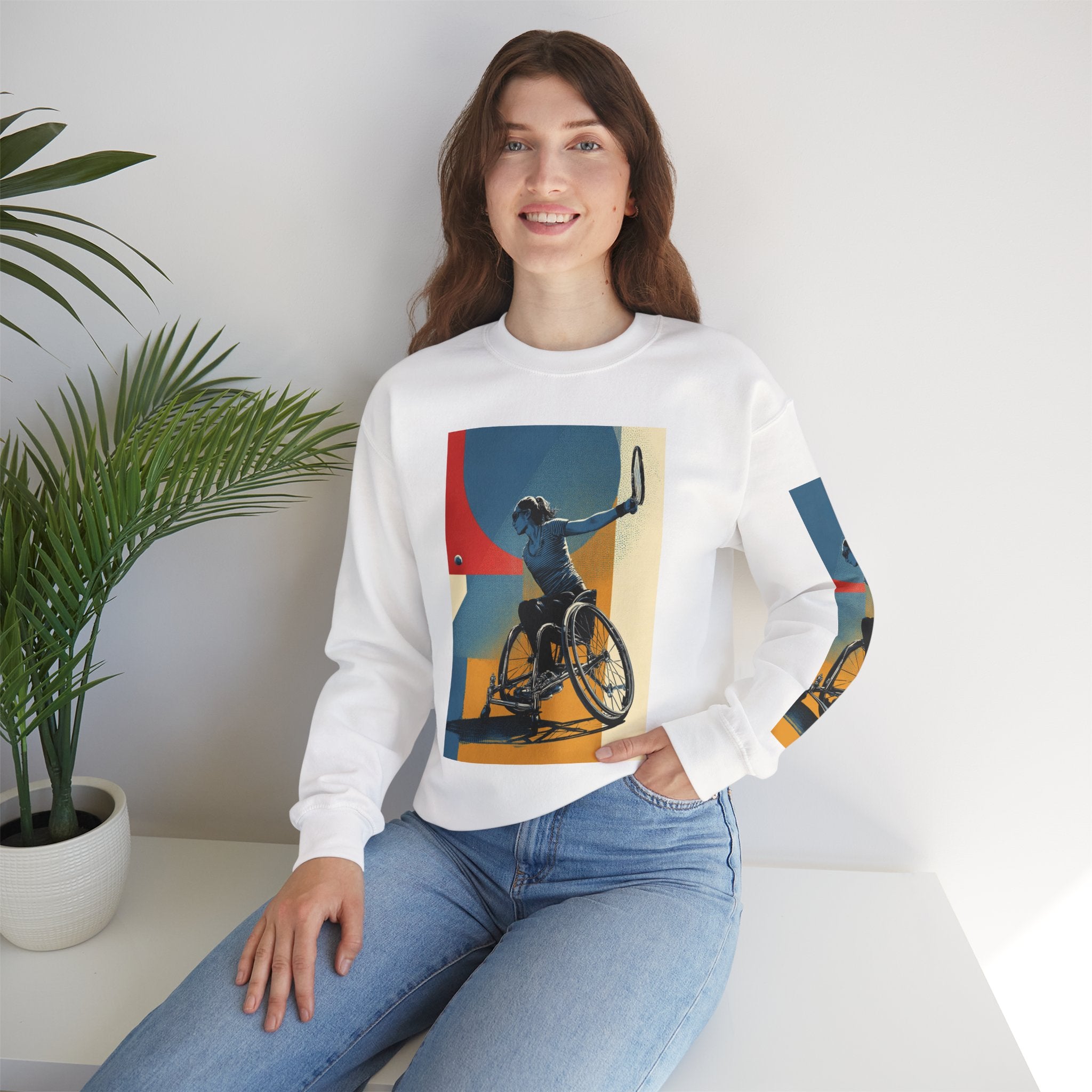 Inclusive WheelChair Course Sports Themed Sweatshirt for Empowerment, Unisex Heavy Blend Crewneck, Inspirational Gift for Activists