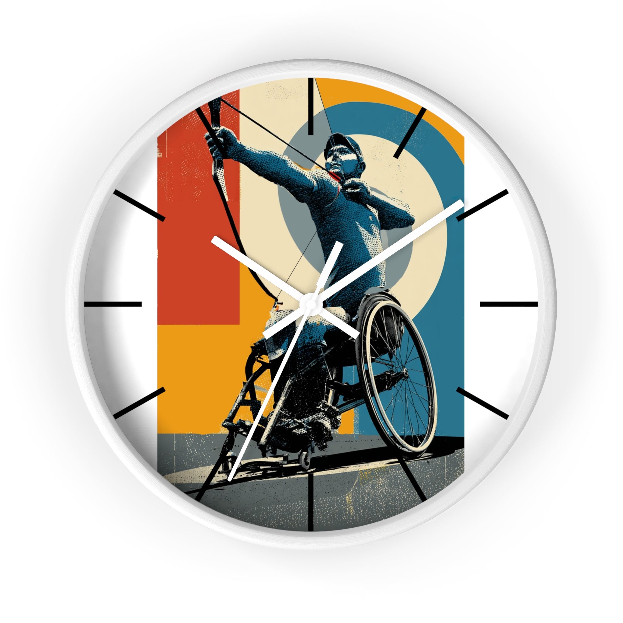 Motivational Sports Archery Wall Clock, Inspirational Decor for Athletes, Fitness Gift, Perfect for Home Gym, Competition, or Office