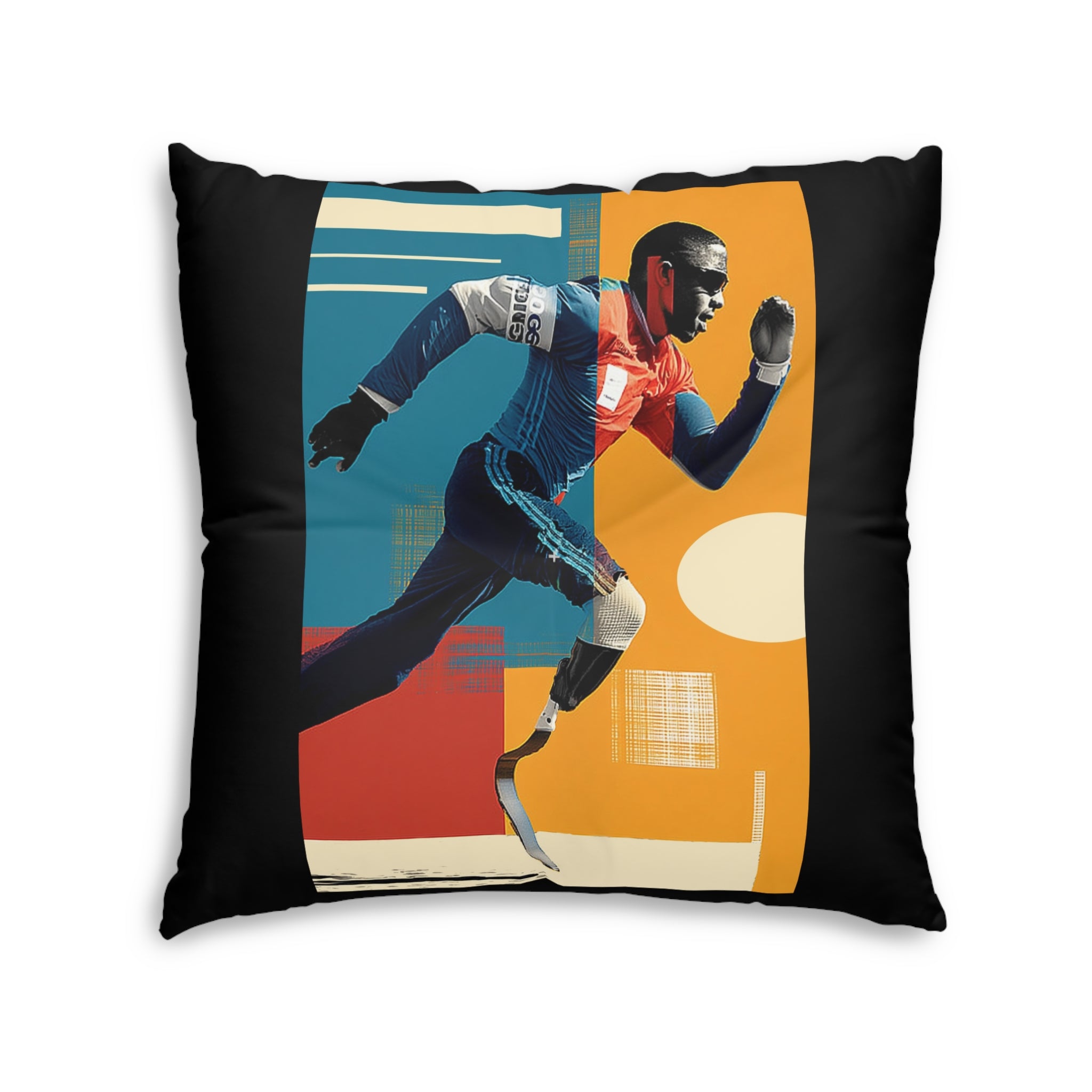 Dynamic Tufted Floor Pillow, Sports Course Decor, Active Lifestyle Cushion, Athlete Gift, Home Accent, Modern Throw Pillow
