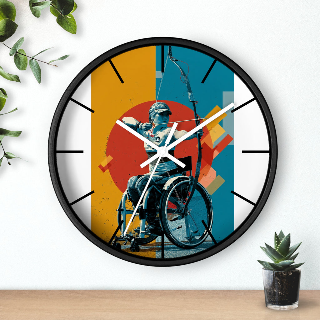 Motivational Sports Archery Wall Clock, Inspirational Decor for Athletes, Fitness Gift, Perfect for Home Gym, Competition, or Office