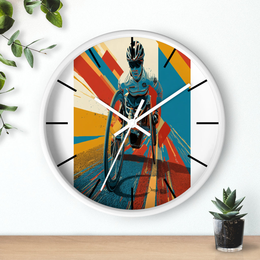Motivational Sports Wheelchair Wall Clock, Inspirational Decor for Athletes, Fitness Gift, Perfect for Home Gym, Competition, or Office