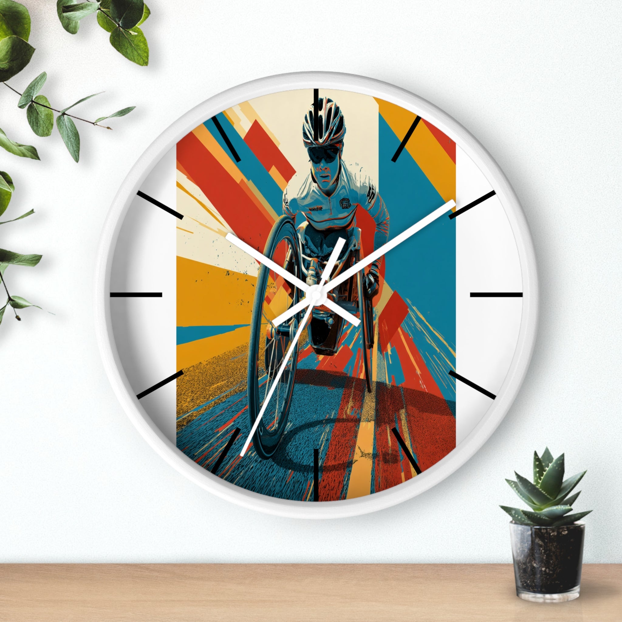 Motivational Sports Wheelchair Wall Clock, Inspirational Decor for Athletes, Fitness Gift, Perfect for Home Gym, Competition, or Office