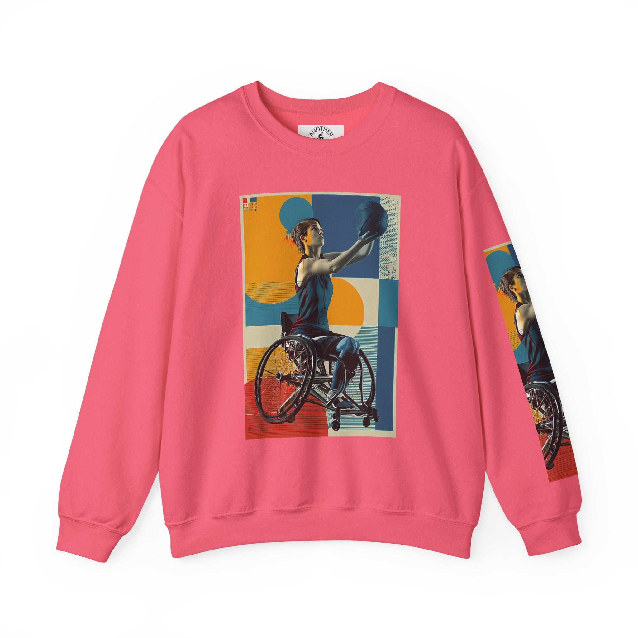 Inclusive WheelChair Basket Sports Themed Sweatshirt for Empowerment, Unisex Heavy Blend Crewneck, Inspirational Gift for Activists
