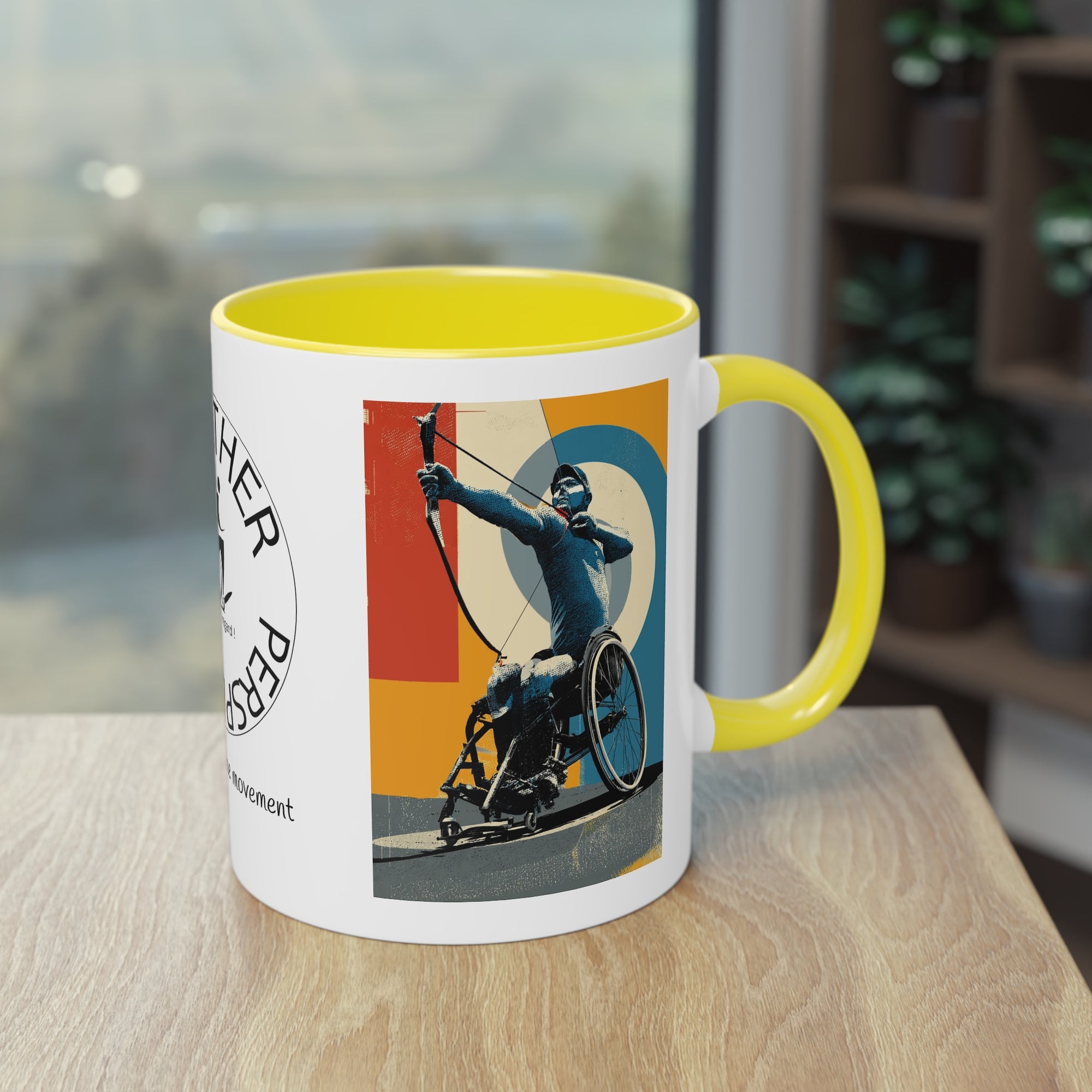 Dynamic Two-Tone Coffee Mug Archery,  Ideal Gift for Athletes, Motivational Morning Caffeine Boost, Sports Lover Cup