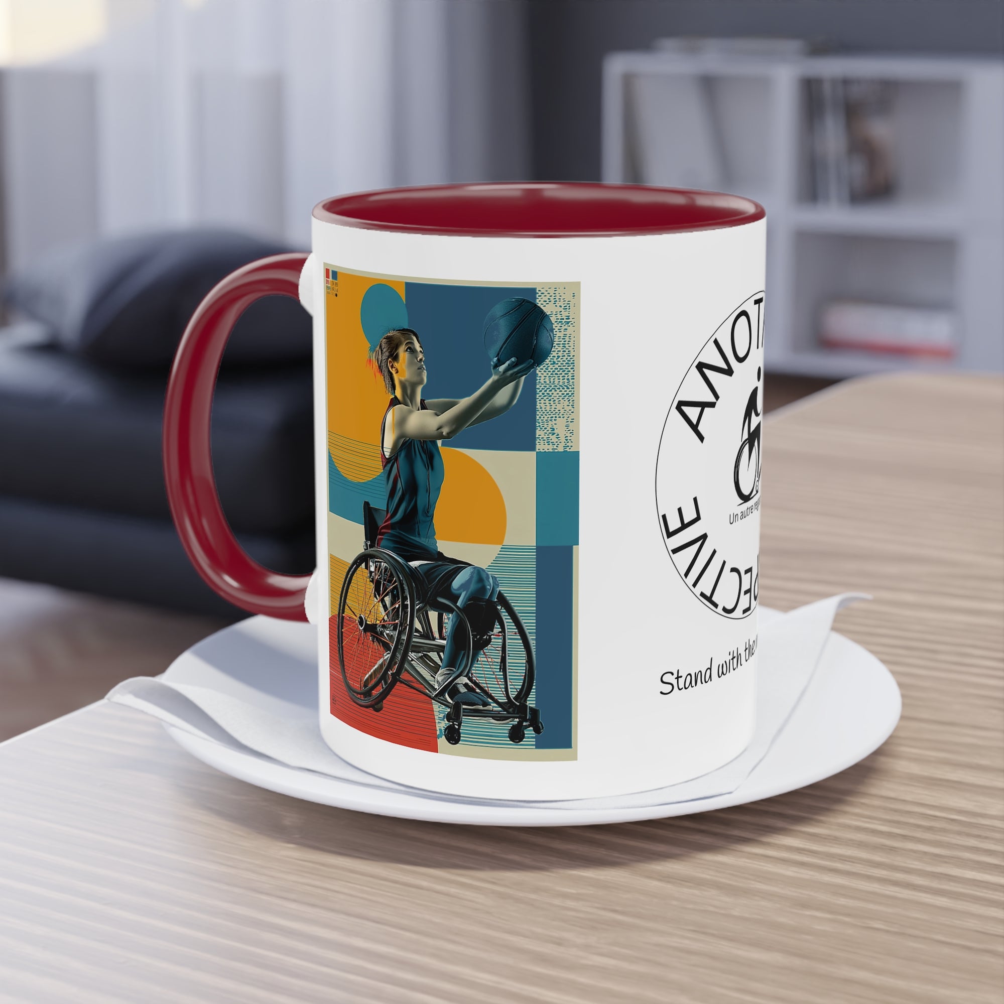 Dynamic Two-Tone Coffee Mug Basket,  Ideal Gift for Athletes, Motivational Morning Caffeine Boost, Sports Lover Cup