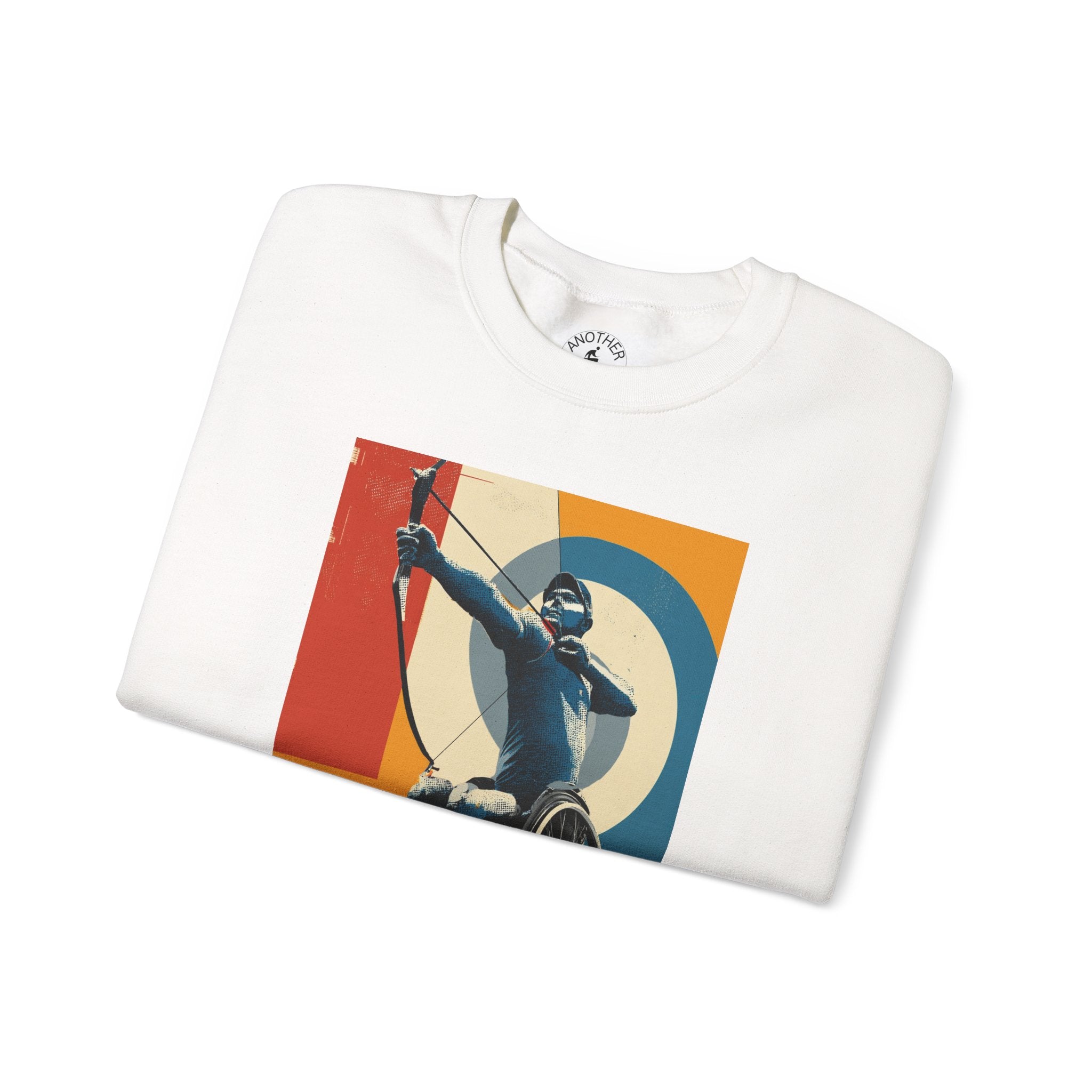 Inclusive WheelChair Archery Sports Themed Sweatshirt for Empowerment, Unisex Heavy Blend Crewneck, Inspirational Gift for Activists