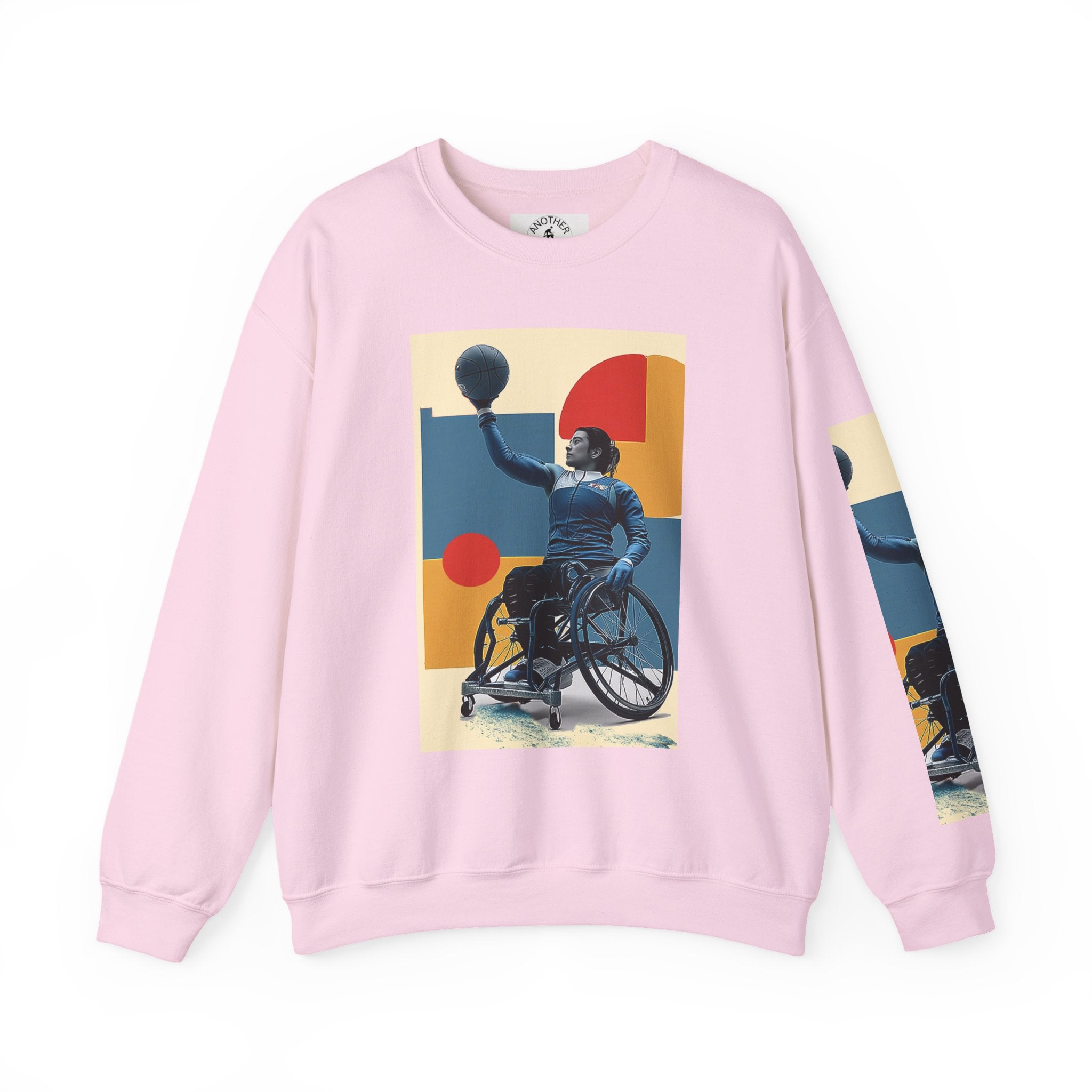 Inclusive WheelChair Basket Sports Themed Sweatshirt for Empowerment, Unisex Heavy Blend Crewneck, Inspirational Gift for Activists