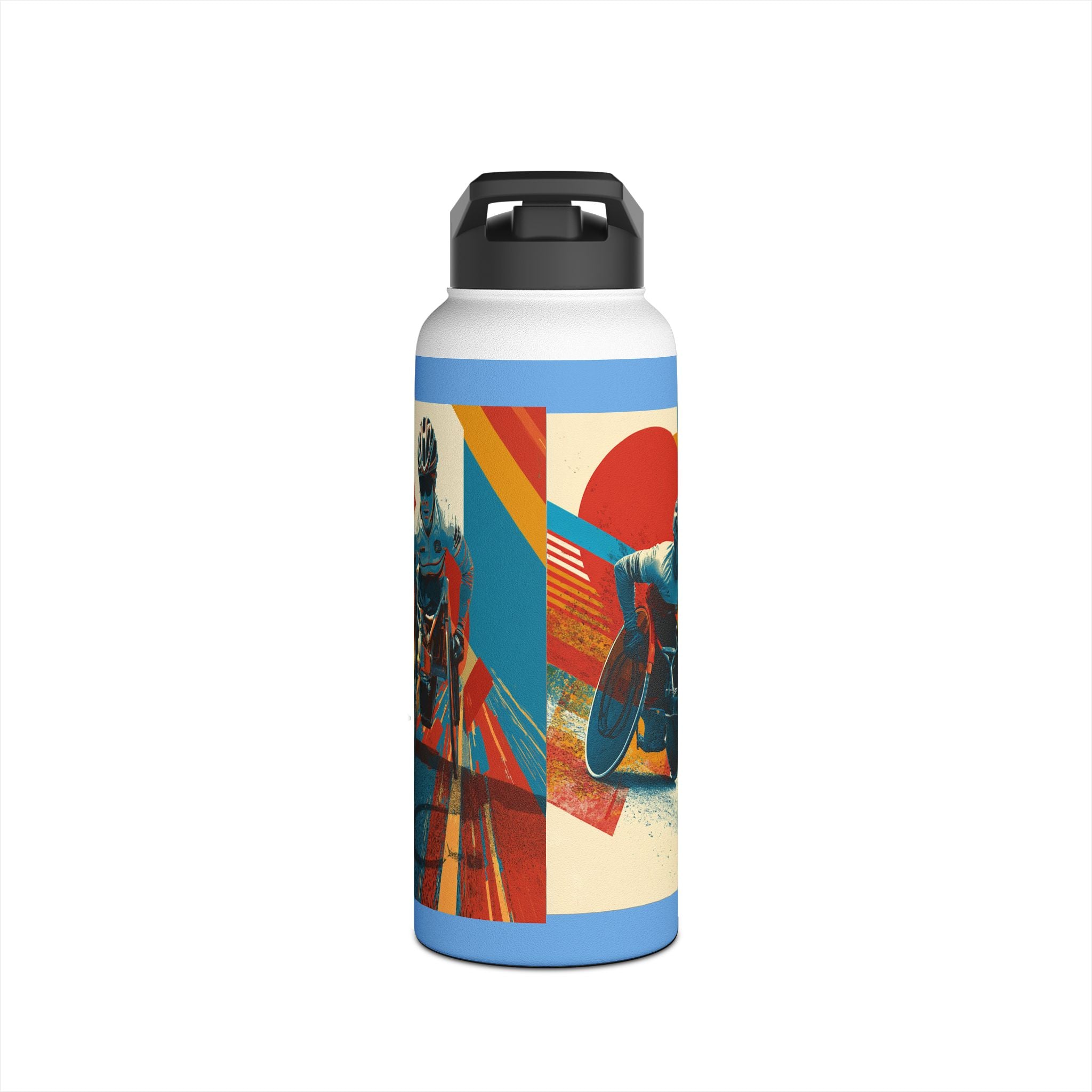Colorful Stainless Steel Water Bottle – Para-sport Wheelchair Course Design, Eco-Friendly Hydration, Gift Idea for All Athletes, Travel Mug, Fitness Accessory