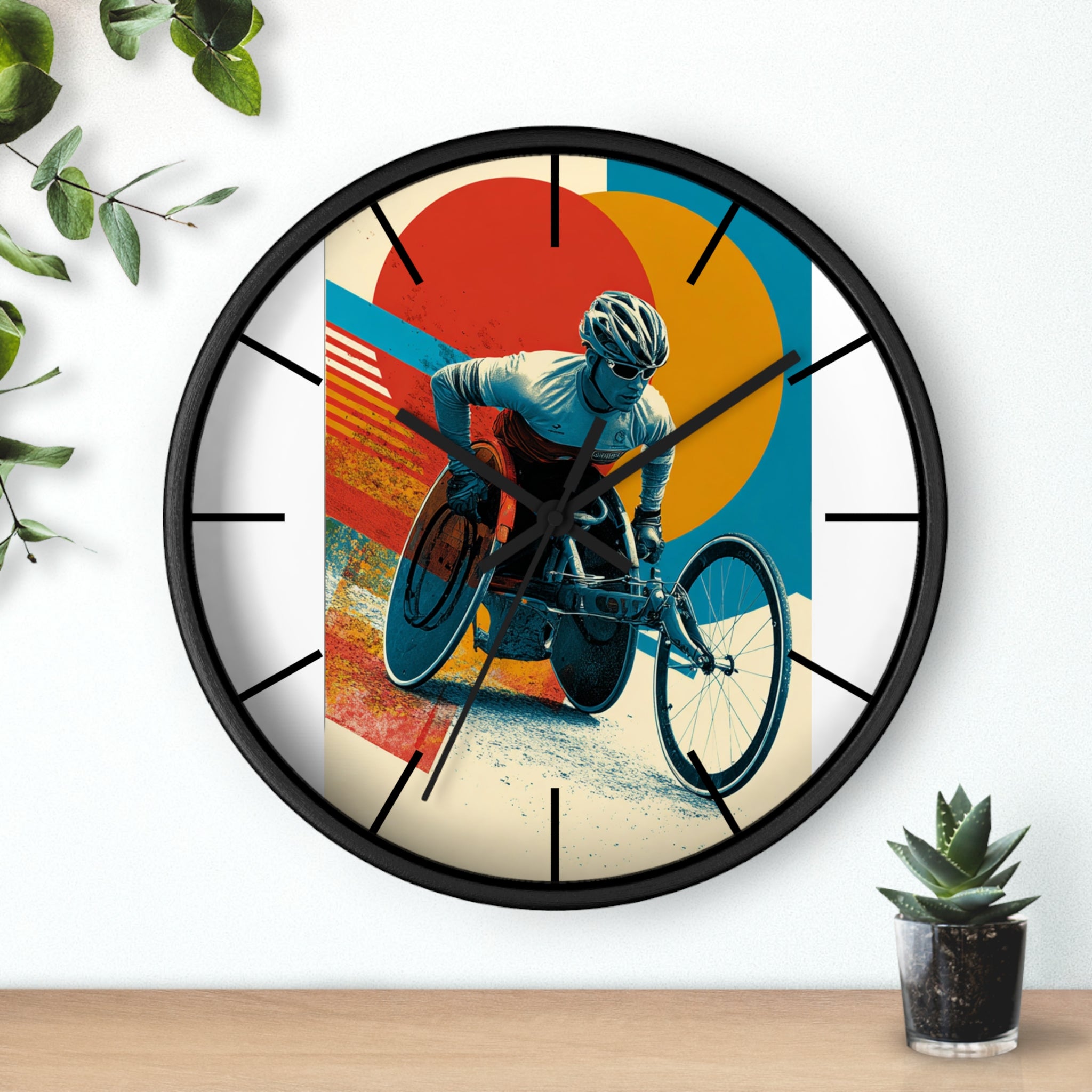 Motivational Wheelchair Sports Wall Clock, Inspirational Decor for Athletes, Fitness Gift, Perfect for Home Gym, Competition, or Office