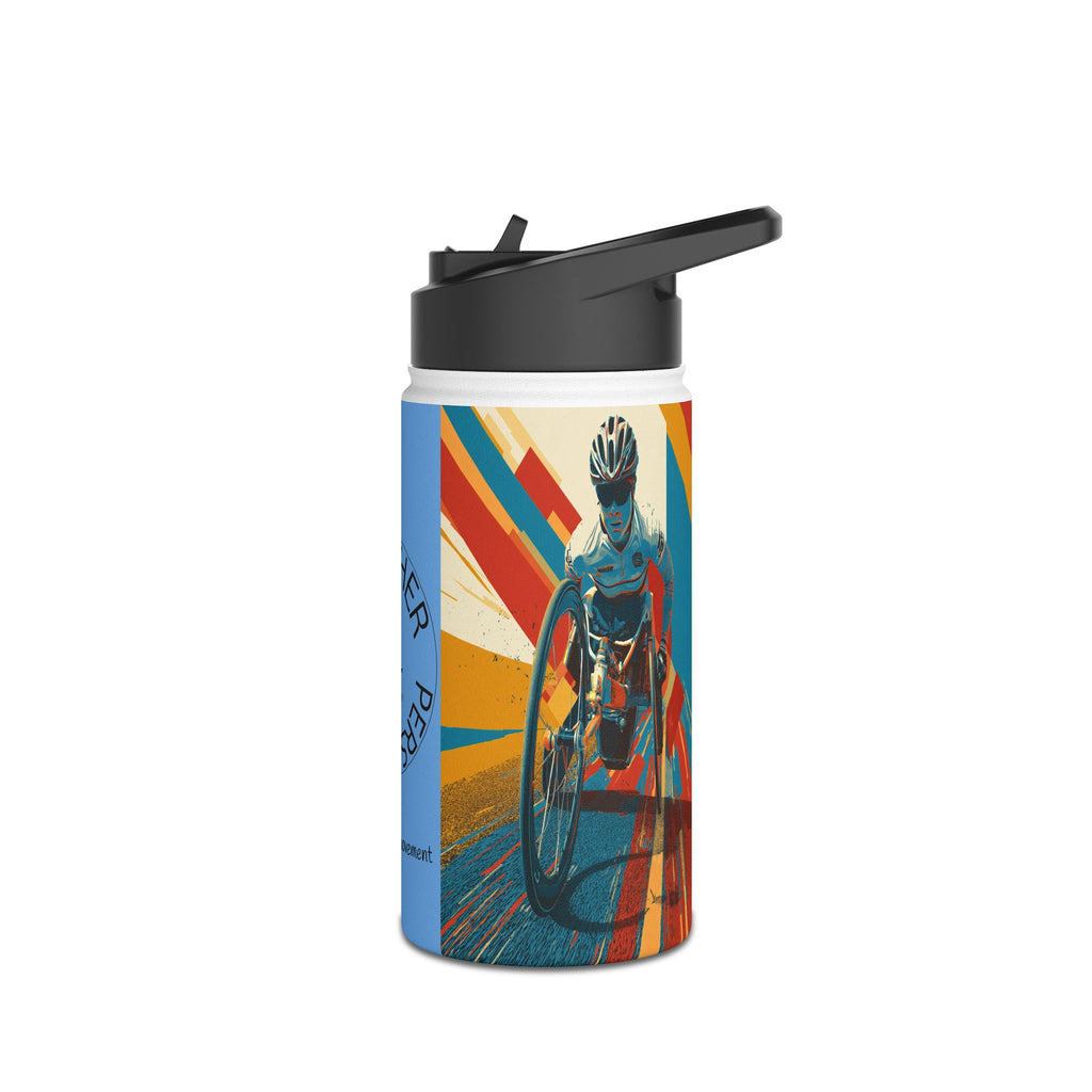 Colorful Stainless Steel Water Bottle – Para-sport Wheelchair Course Design, Eco-Friendly Hydration, Gift Idea for All Athletes, Travel Mug, Fitness Accessory