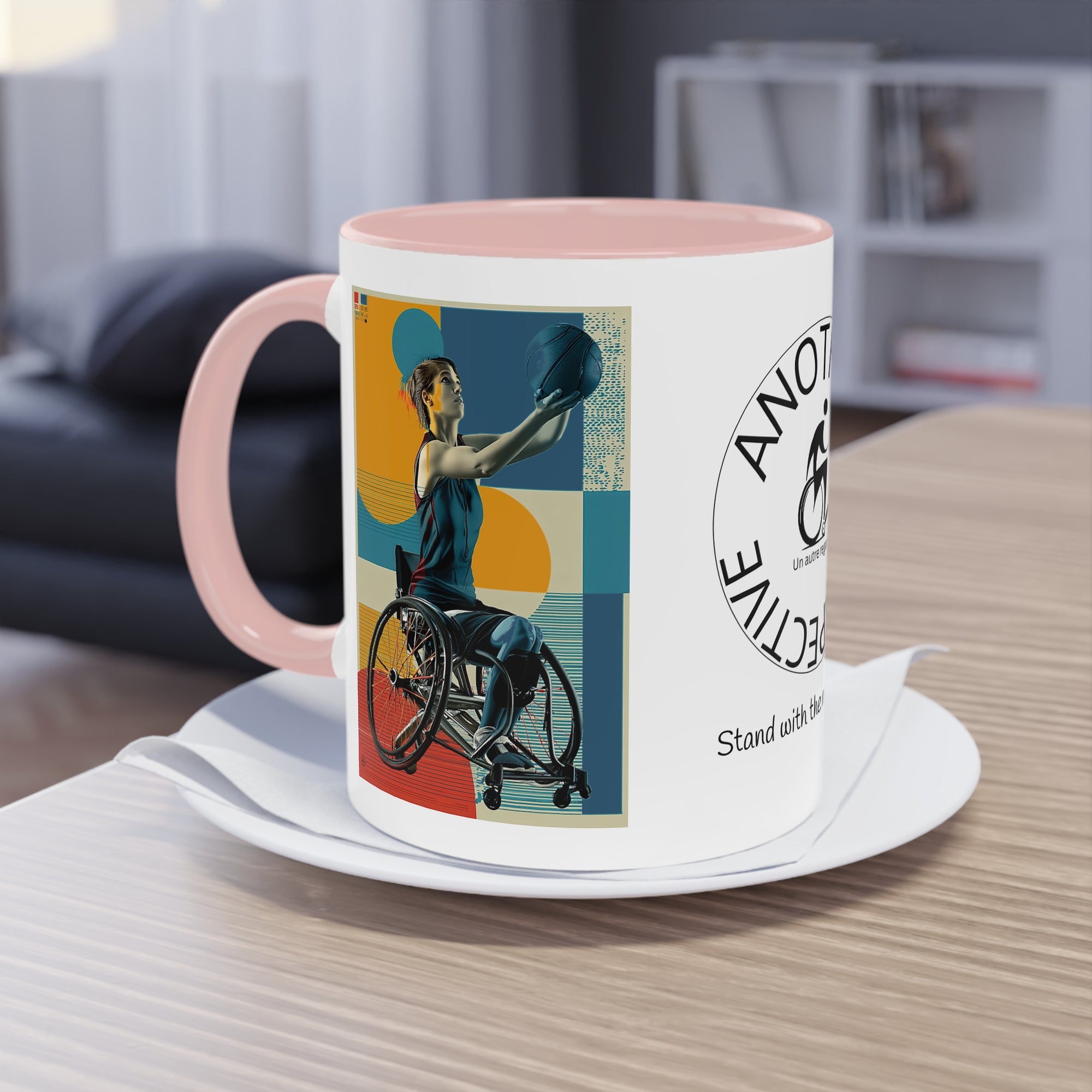Dynamic Two-Tone Coffee Mug Basket,  Ideal Gift for Athletes, Motivational Morning Caffeine Boost, Sports Lover Cup
