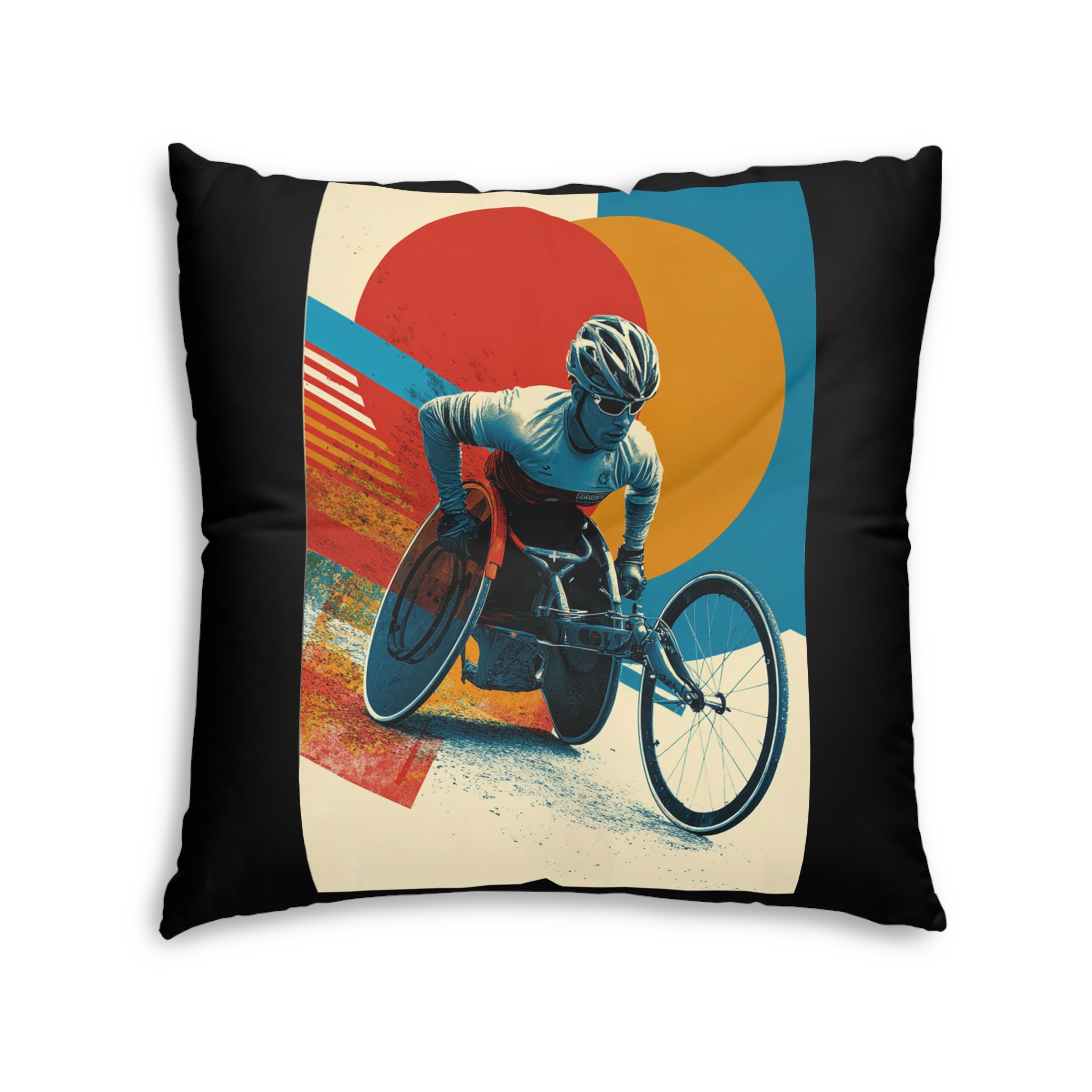 Dynamic Tufted Floor Pillow, Sports Course Decor, Active Lifestyle Cushion, Athlete Gift, Home Accent, Modern Throw Pillow