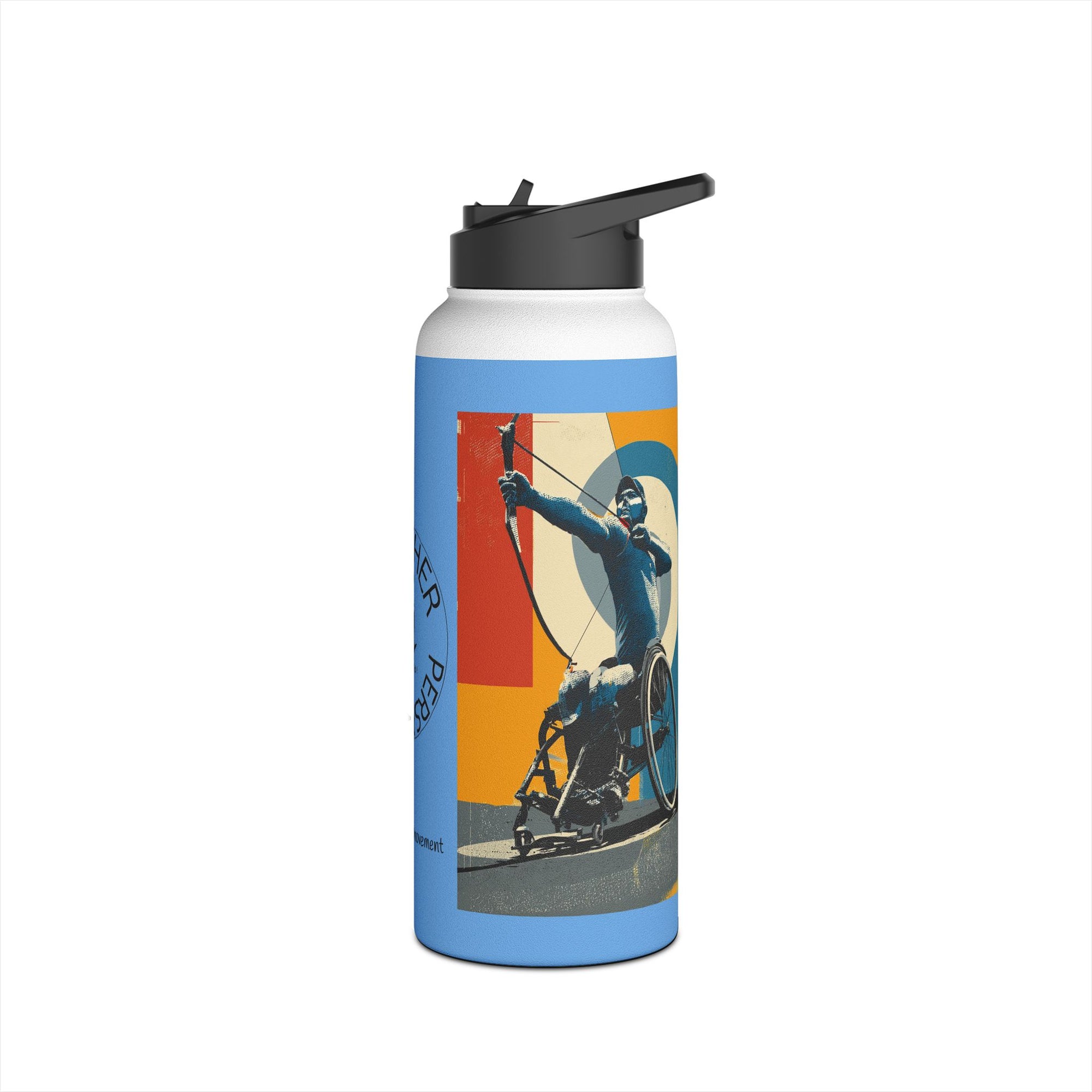 Colorful Stainless Steel Water Bottle – Para-sport Archery Design, Eco-Friendly Hydration, Gift Idea for All Athletes, Travel Mug, Fitness Accessory