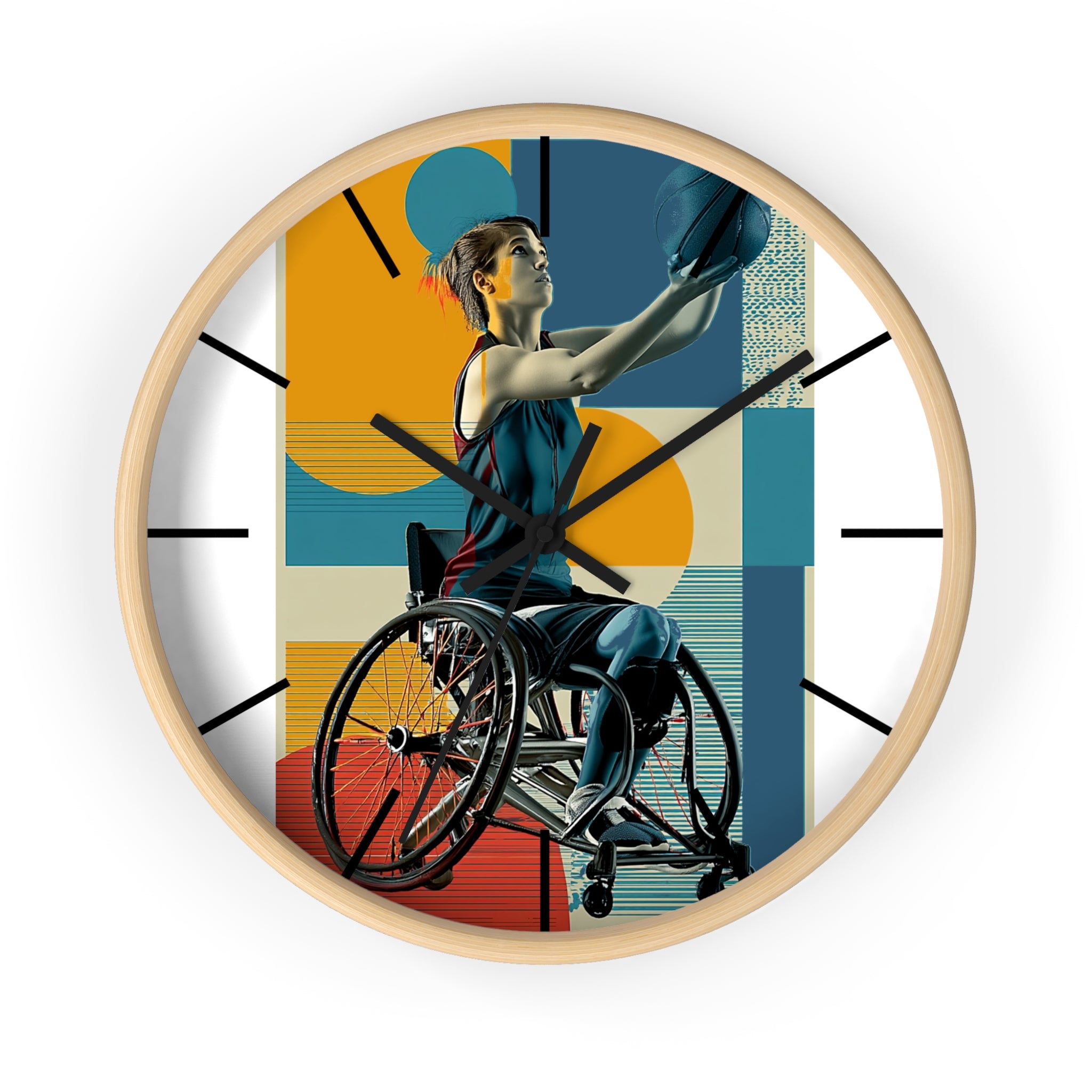 Motivational Sports Basket Wall Clock, Inspirational Decor for Athletes, Fitness Gift, Perfect for Home Gym, Competition, or Office