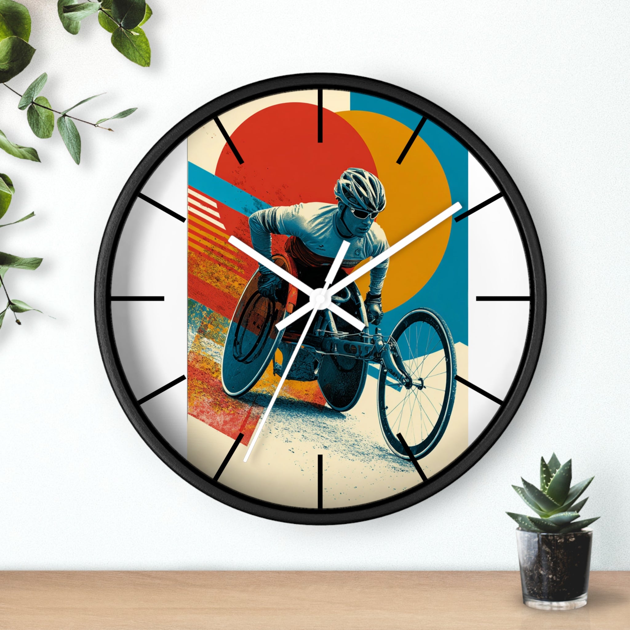 Motivational Wheelchair Sports Wall Clock, Inspirational Decor for Athletes, Fitness Gift, Perfect for Home Gym, Competition, or Office