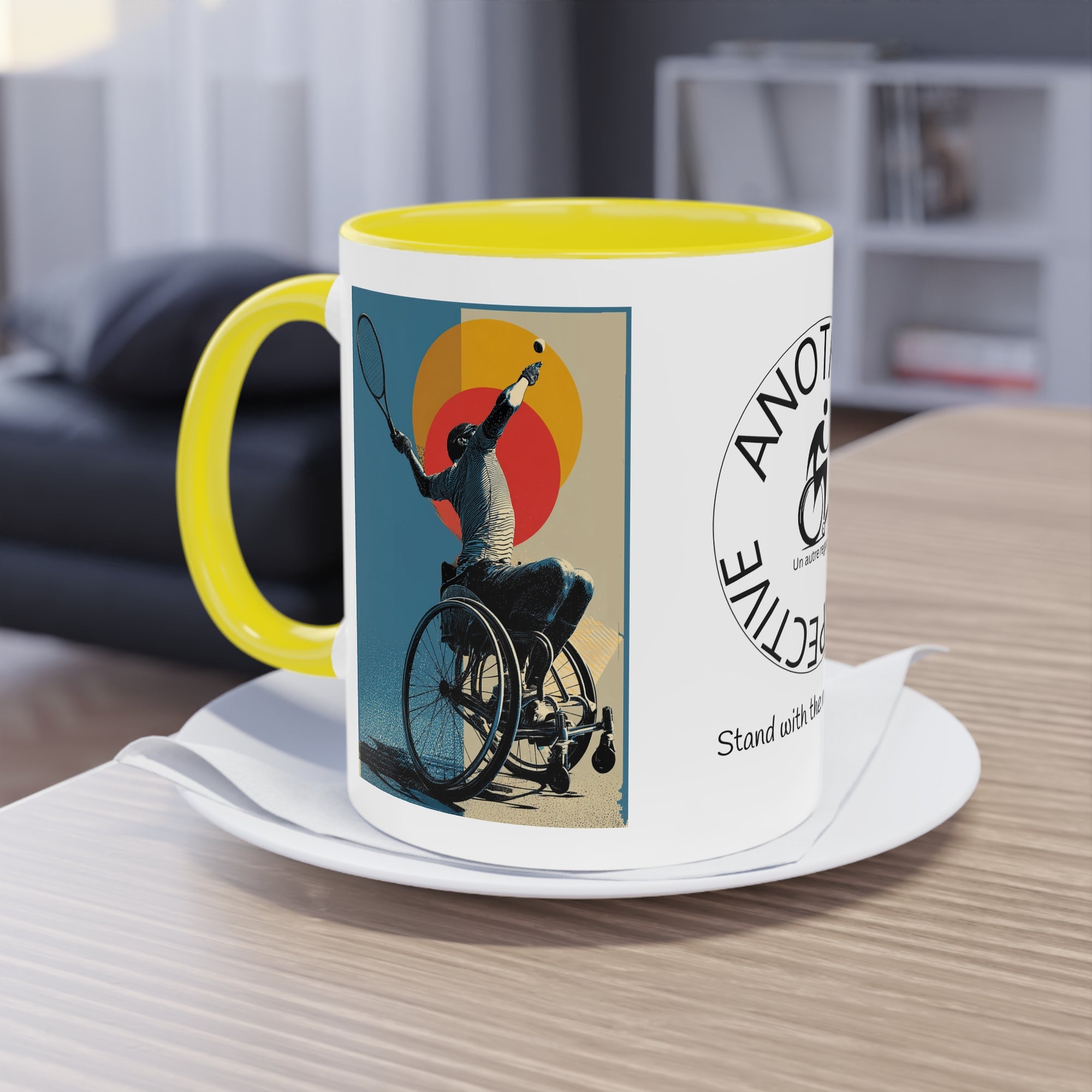 Dynamic Two-Tone Coffee Mug Tennis, Race-inspired Drinkware, Ideal Gift for Athletes, Motivational Morning Caffeine Boost, Sports Lover Cup