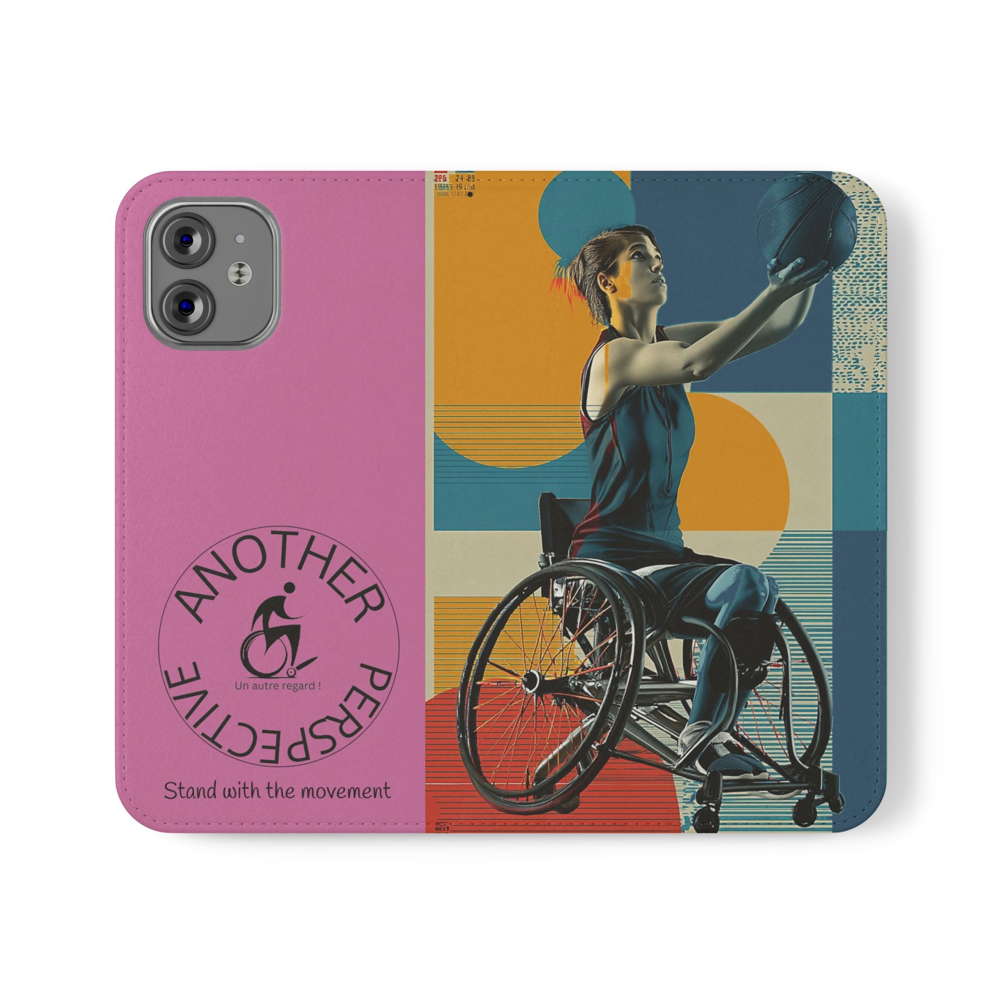 Sporty Flip Case for Wheelchair Basket Athletes, Phone Cover, Active Lifestyle Accessory, Gift for Sports Lovers, Personalized Case