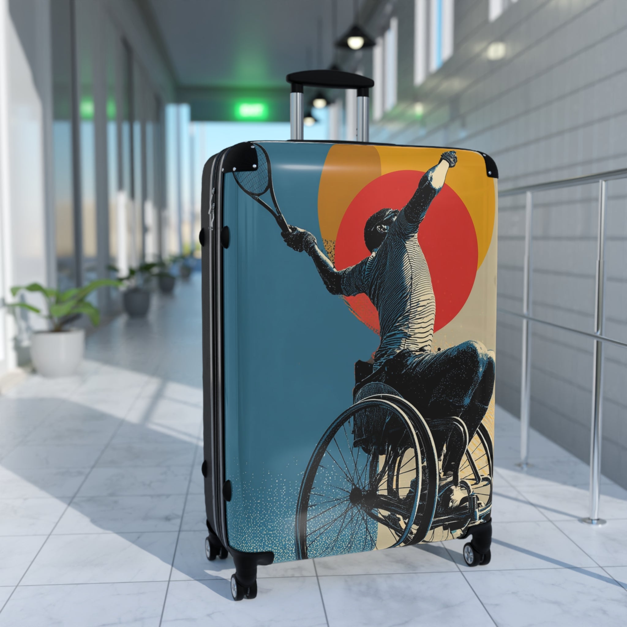 Wheelchair Tennis Athlete Suitcase - Travel Gear for Adaptive Sports, Unique Luggage, Inspirational Gift, Mobility Travel, Adventure Bag