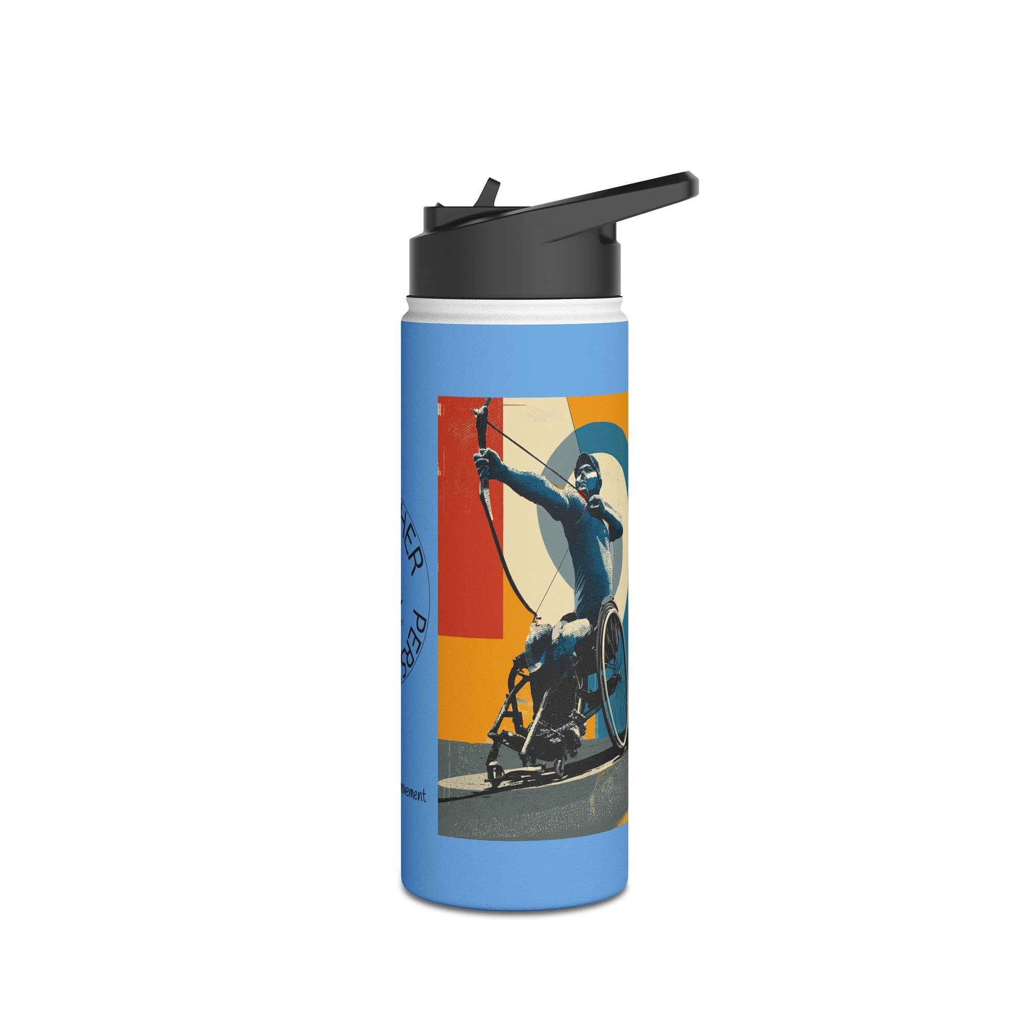 Colorful Stainless Steel Water Bottle – Para-sport Archery Design, Eco-Friendly Hydration, Gift Idea for All Athletes, Travel Mug, Fitness Accessory