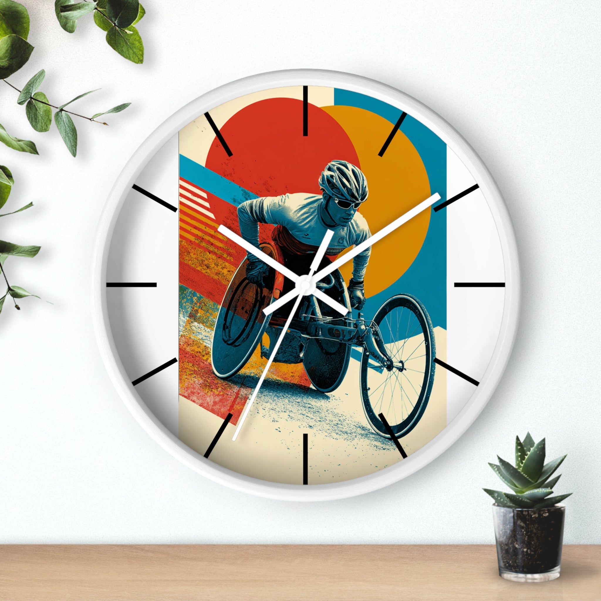 Motivational Wheelchair Sports Wall Clock, Inspirational Decor for Athletes, Fitness Gift, Perfect for Home Gym, Competition, or Office