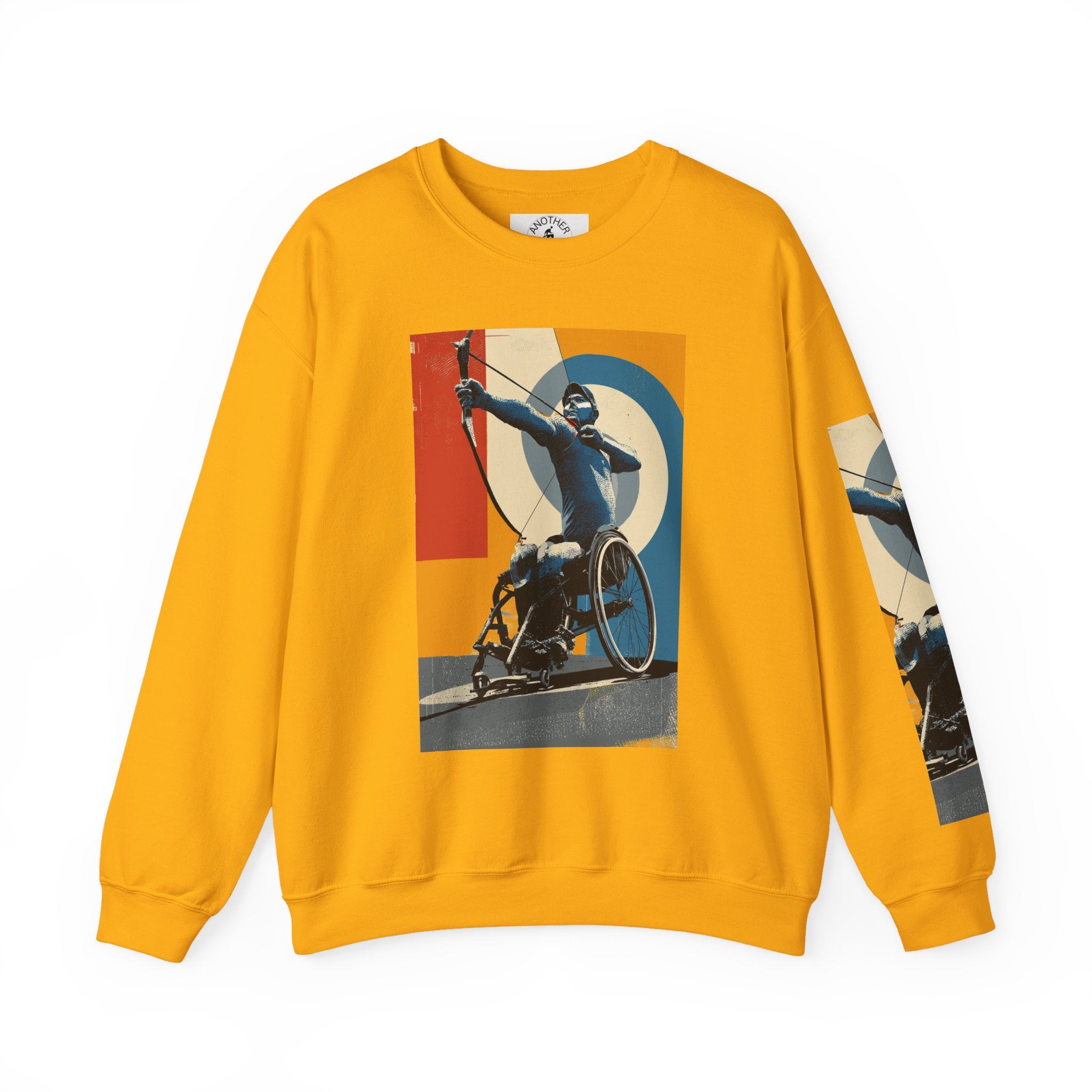 Inclusive WheelChair Archery Sports Themed Sweatshirt for Empowerment, Unisex Heavy Blend Crewneck, Inspirational Gift for Activists