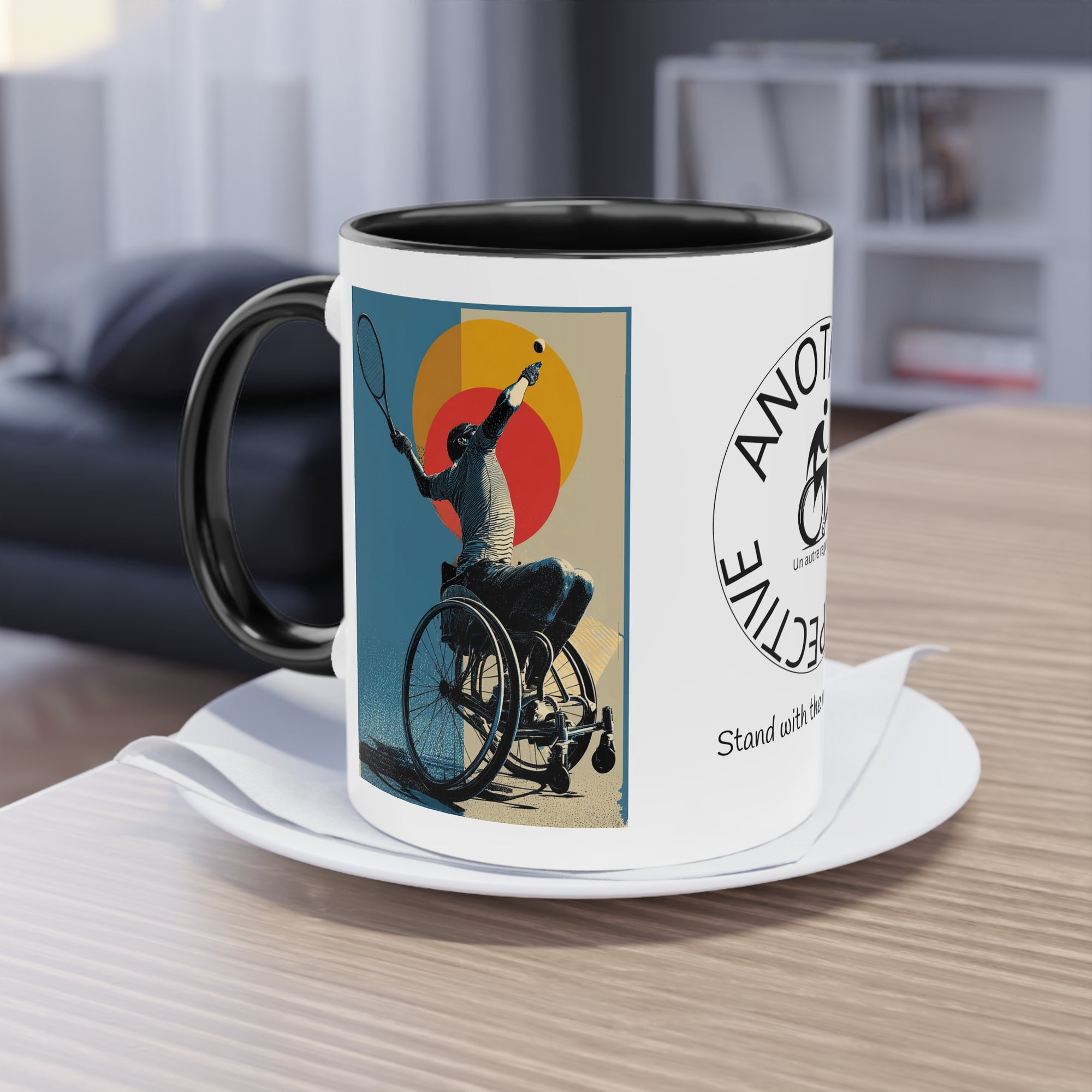 Dynamic Two-Tone Coffee Mug Tennis, Race-inspired Drinkware, Ideal Gift for Athletes, Motivational Morning Caffeine Boost, Sports Lover Cup