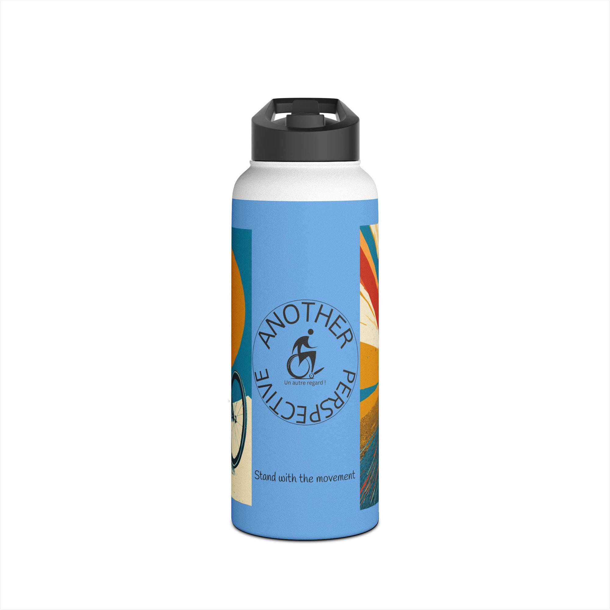 Colorful Stainless Steel Water Bottle – Para-sport Wheelchair Course Design, Eco-Friendly Hydration, Gift Idea for All Athletes, Travel Mug, Fitness Accessory