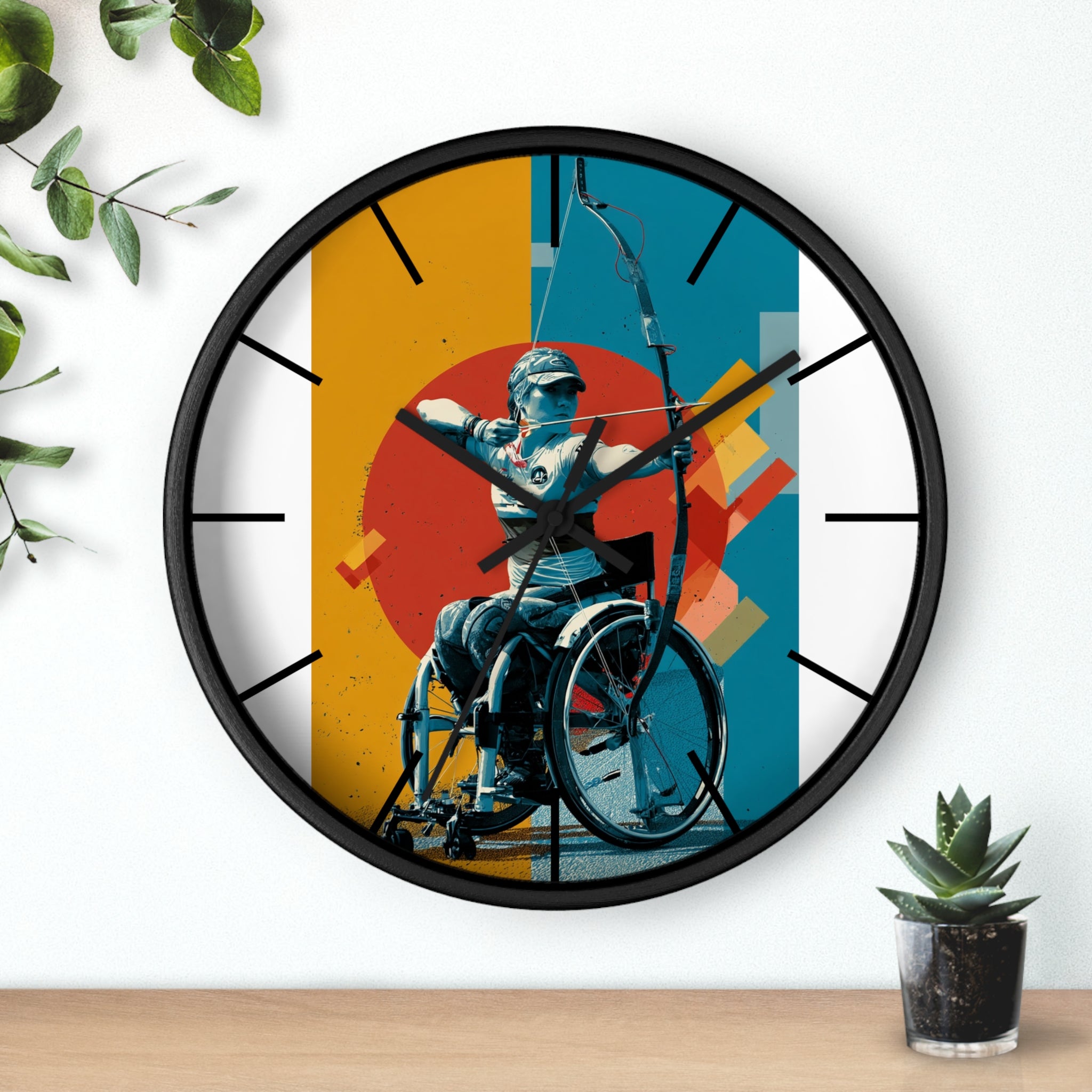Motivational Sports Archery Wall Clock, Inspirational Decor for Athletes, Fitness Gift, Perfect for Home Gym, Competition, or Office