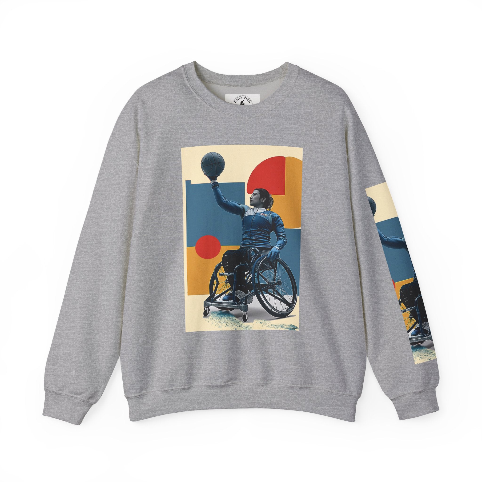 Inclusive WheelChair Basket Sports Themed Sweatshirt for Empowerment, Unisex Heavy Blend Crewneck, Inspirational Gift for Activists