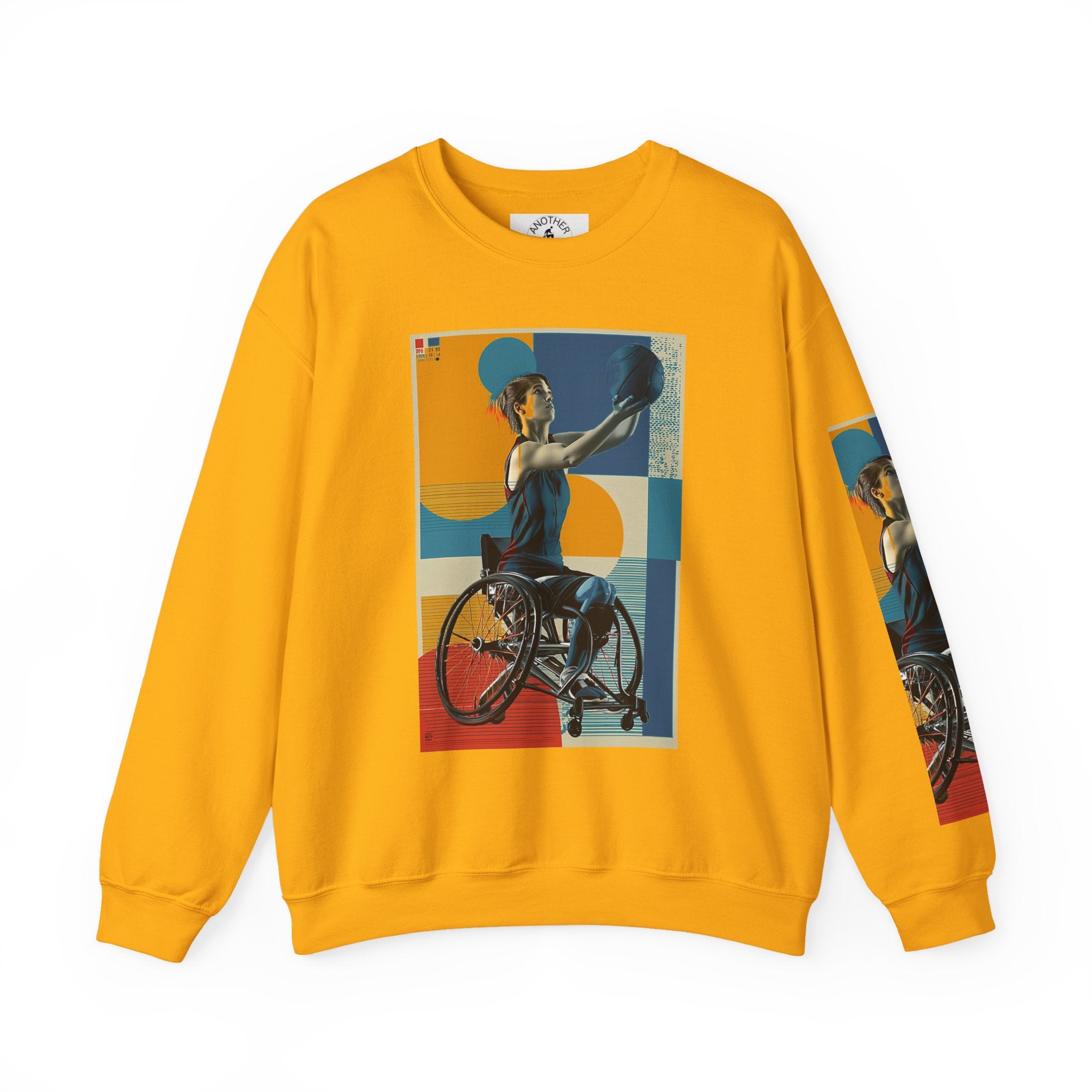 Inclusive WheelChair Basket Sports Themed Sweatshirt for Empowerment, Unisex Heavy Blend Crewneck, Inspirational Gift for Activists