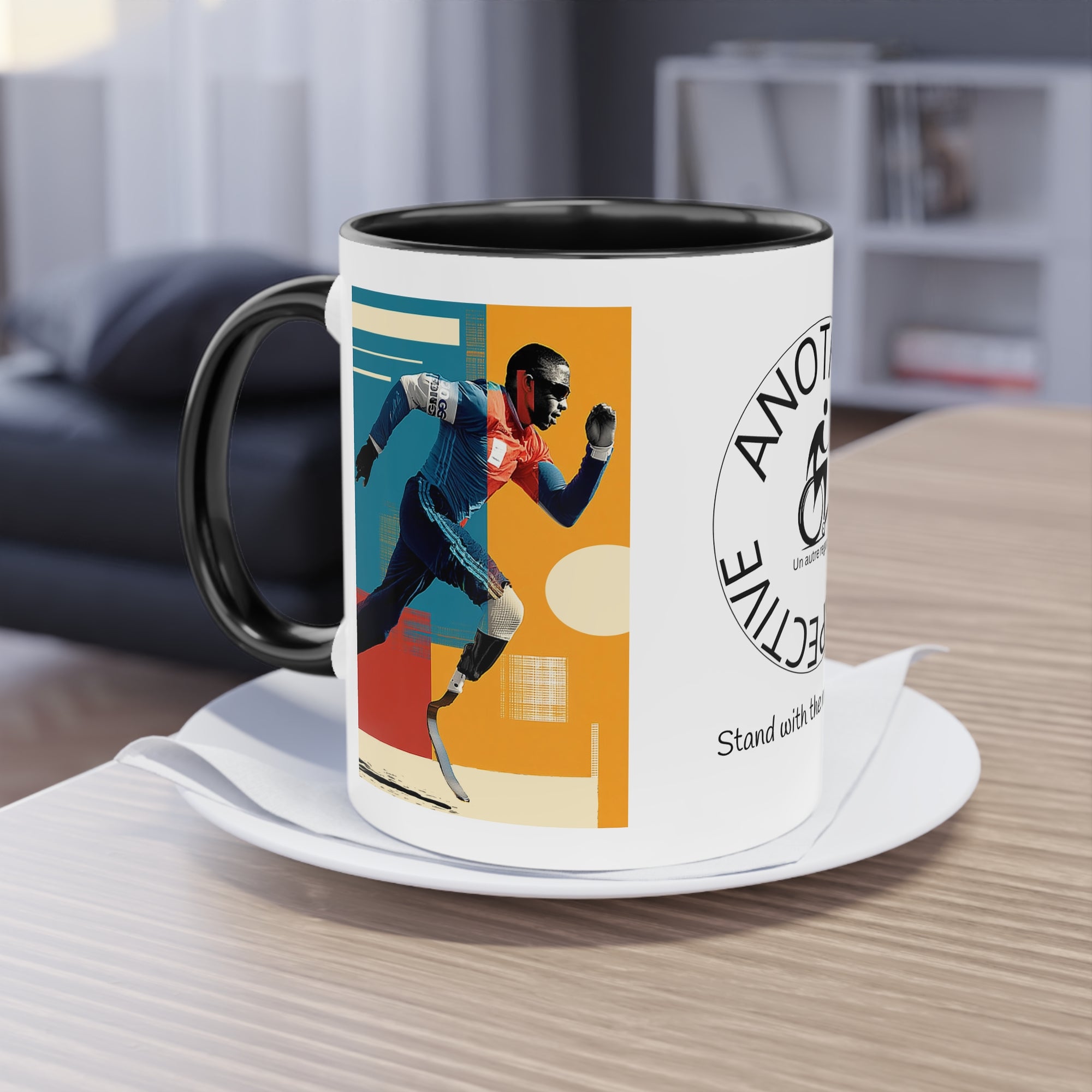 Dynamic Two-Tone Coffee Mug Course, Drinkware, Ideal Gift for Athletes, Motivational Morning Caffeine Boost, Sports Lover Cup
