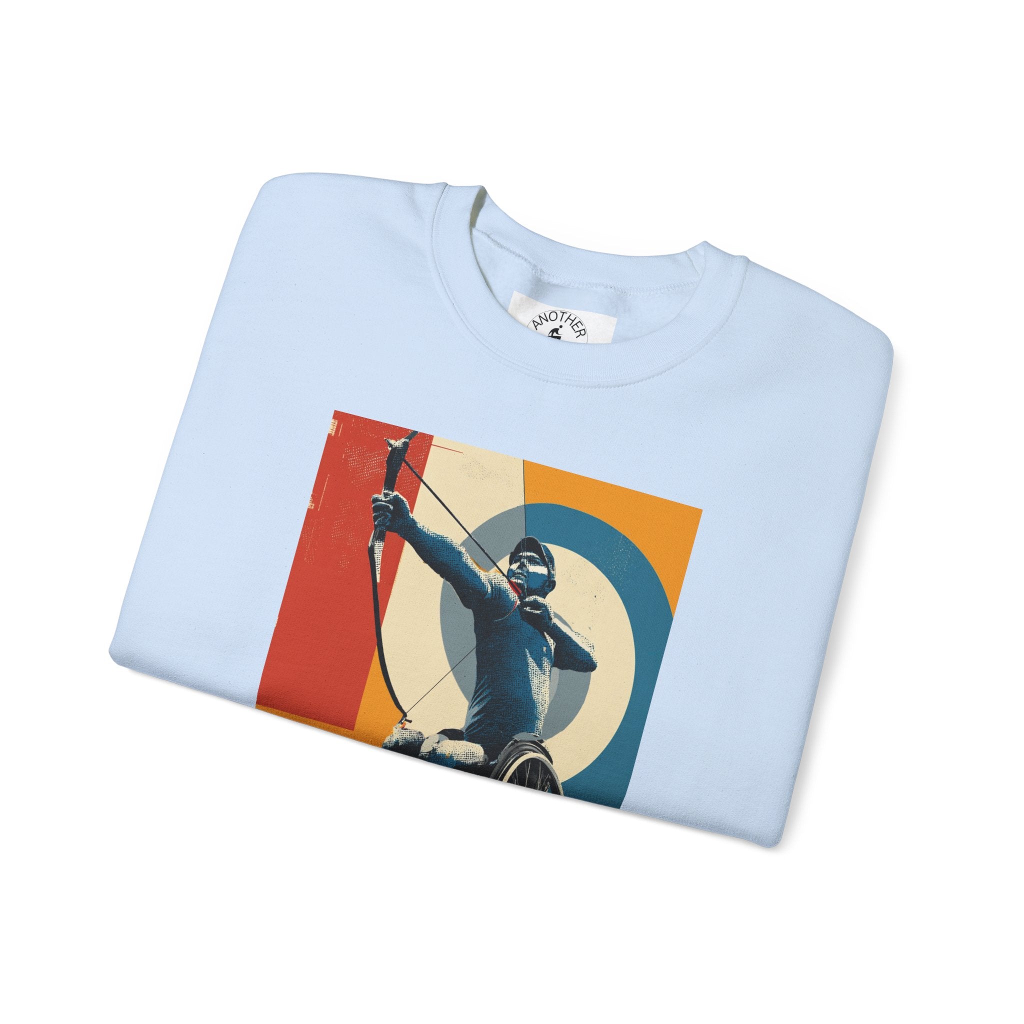 Inclusive WheelChair Archery Sports Themed Sweatshirt for Empowerment, Unisex Heavy Blend Crewneck, Inspirational Gift for Activists