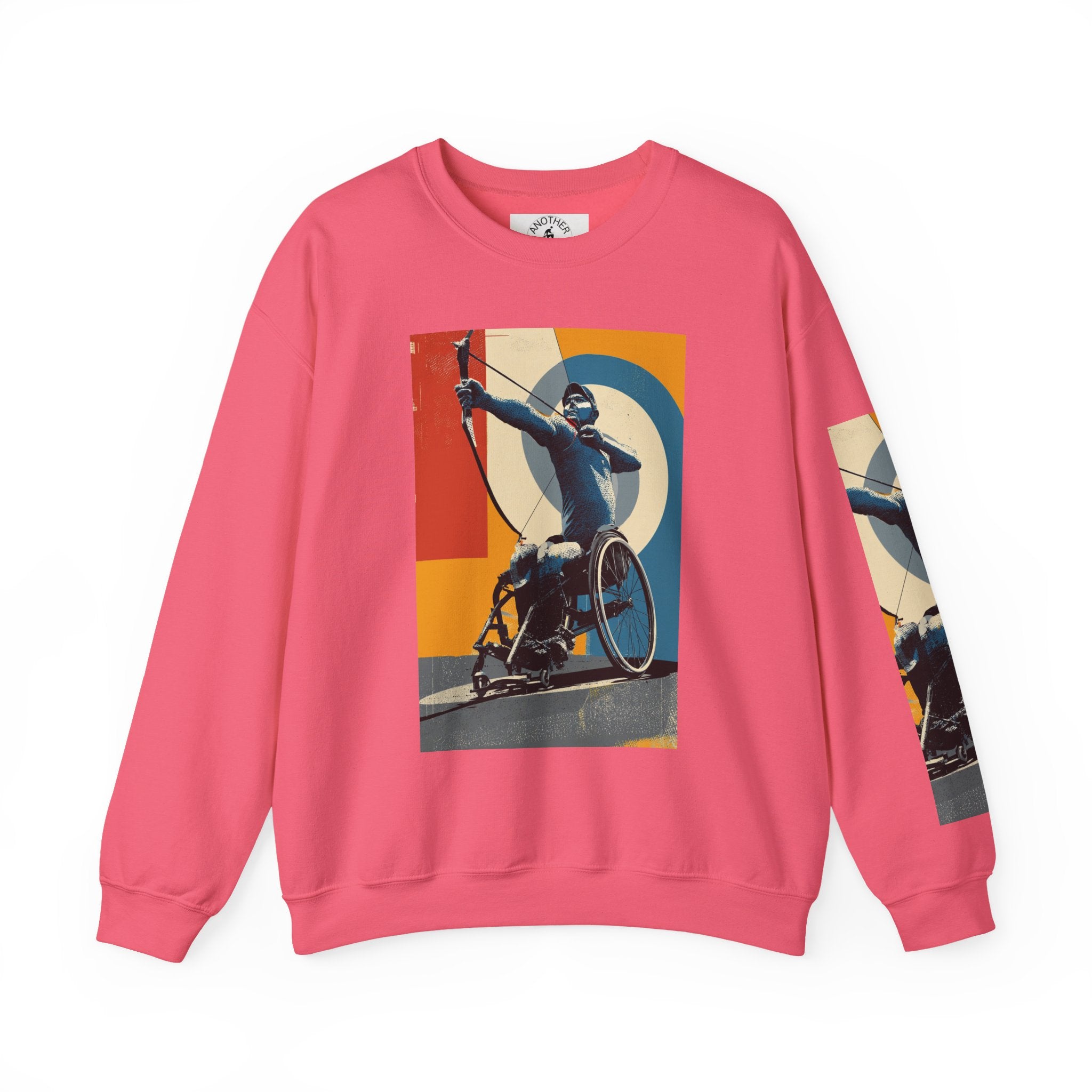 Inclusive WheelChair Archery Sports Themed Sweatshirt for Empowerment, Unisex Heavy Blend Crewneck, Inspirational Gift for Activists