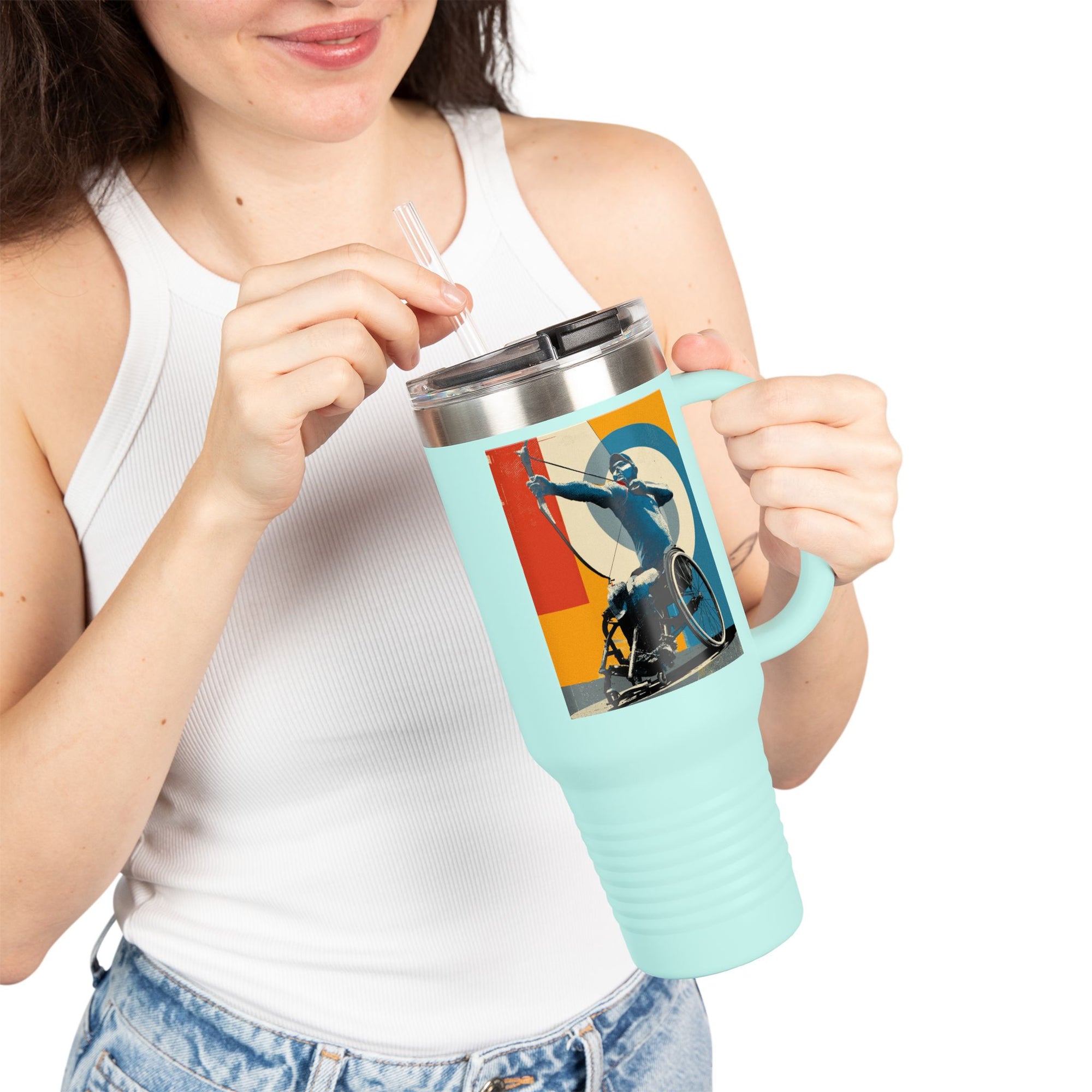 Vibrant Insulated Travel Mug for On-the-Go Coffee Lovers, Motivational Mug, Daily Hydration, Sports Enthusiast Gift