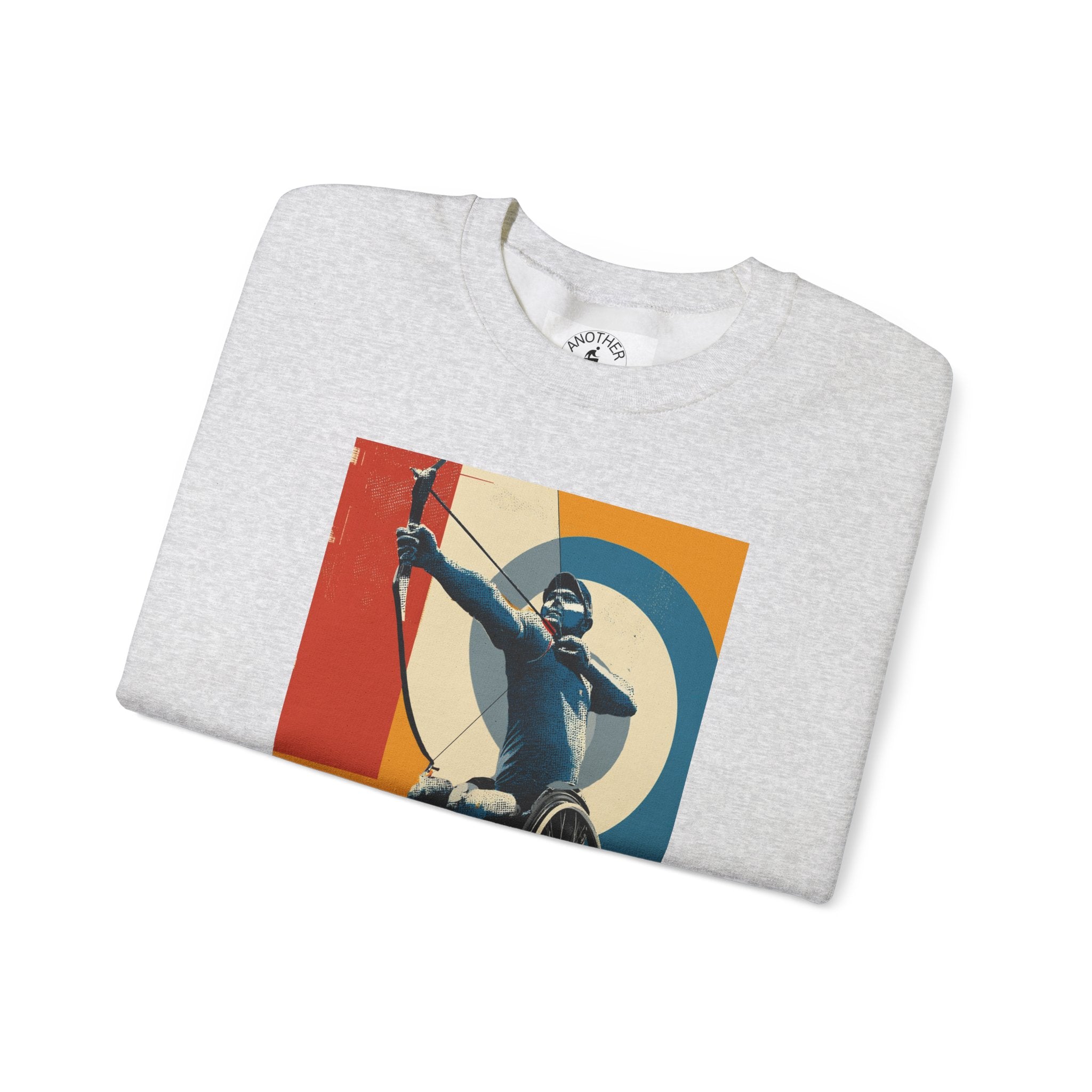 Inclusive WheelChair Archery Sports Themed Sweatshirt for Empowerment, Unisex Heavy Blend Crewneck, Inspirational Gift for Activists