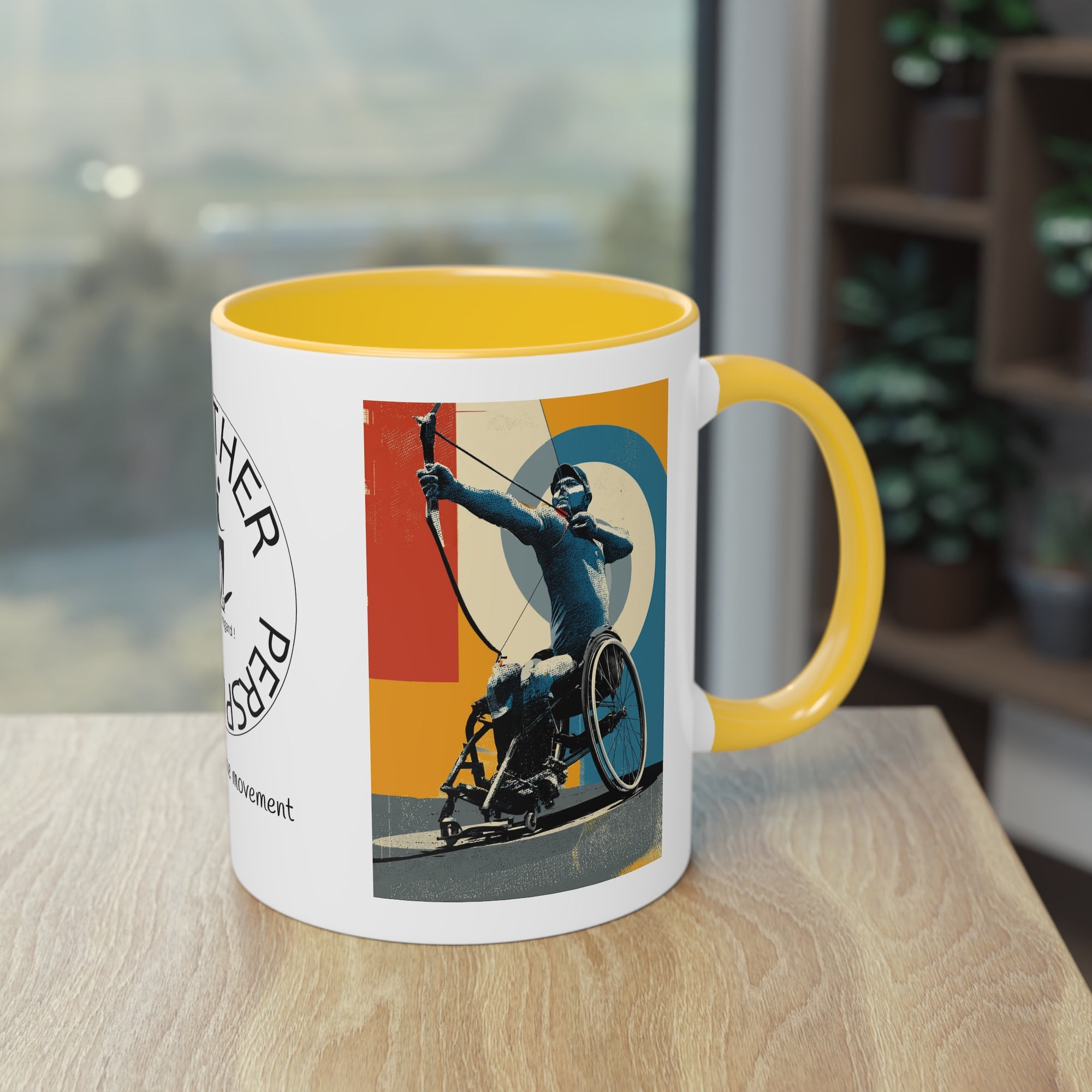 Dynamic Two-Tone Coffee Mug Archery,  Ideal Gift for Athletes, Motivational Morning Caffeine Boost, Sports Lover Cup