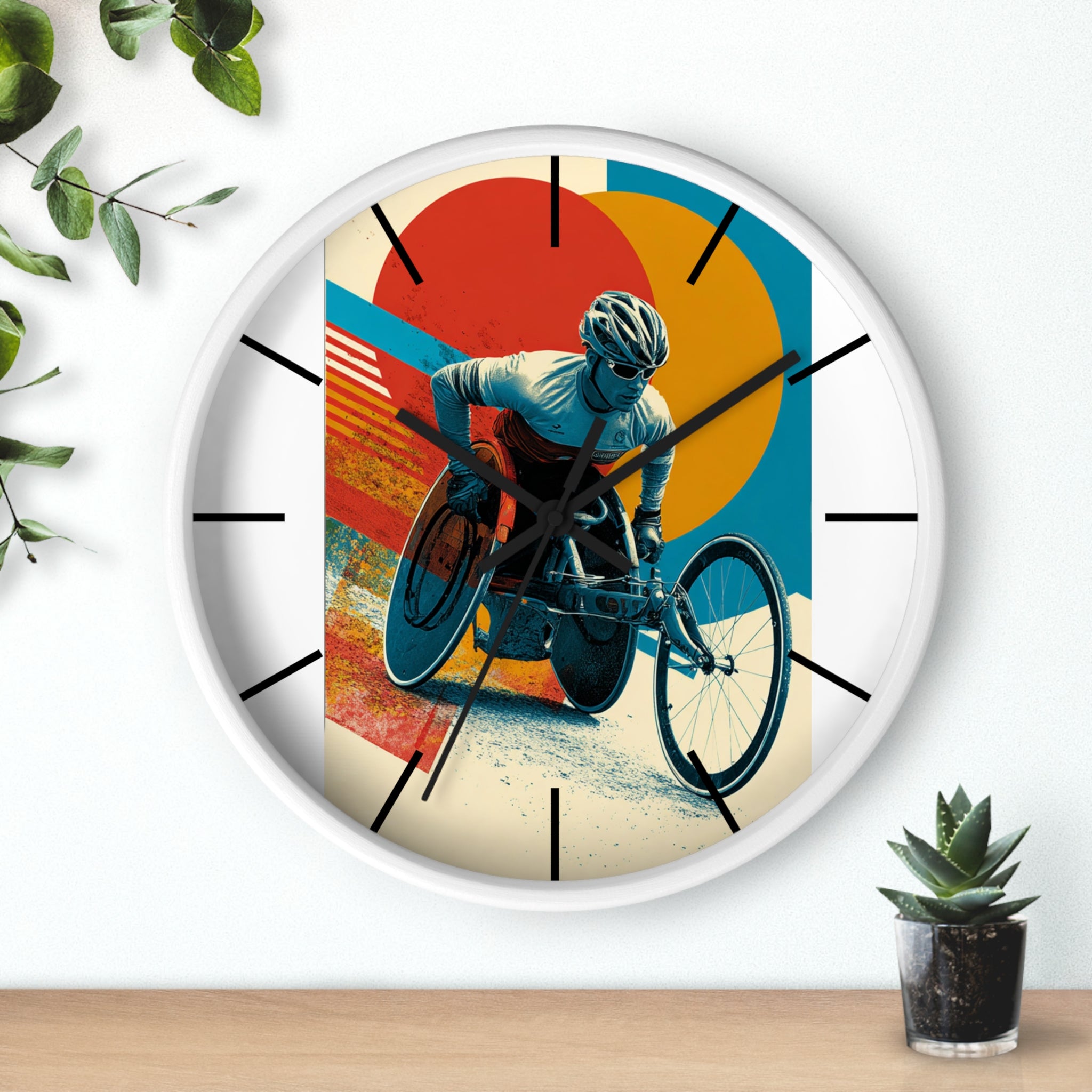 Motivational Wheelchair Sports Wall Clock, Inspirational Decor for Athletes, Fitness Gift, Perfect for Home Gym, Competition, or Office