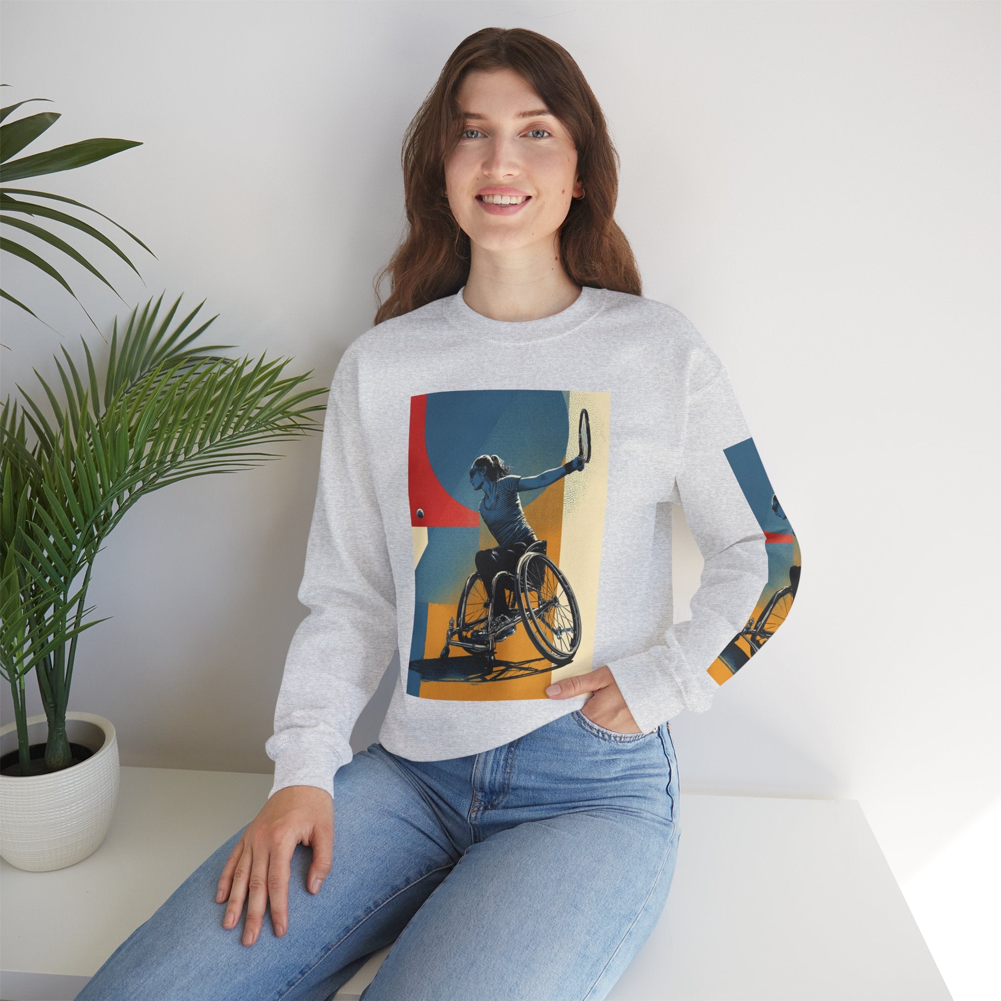 Inclusive WheelChair Course Sports Themed Sweatshirt for Empowerment, Unisex Heavy Blend Crewneck, Inspirational Gift for Activists