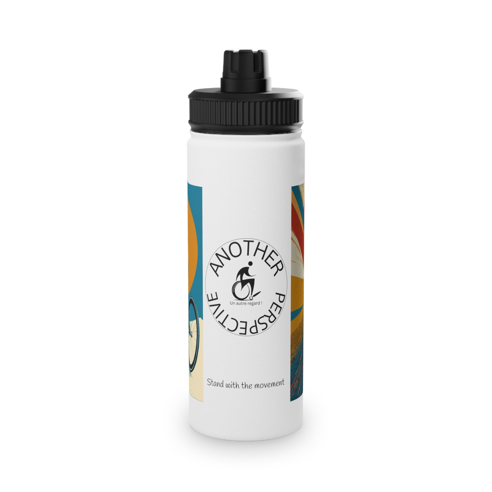 Vibrant Wheelchair Water Bottle , Stainless Steel Sports Bottle, Eco-Friendly Hydration, Outdoor Adventure Gear, Unique Gift for Cyclists