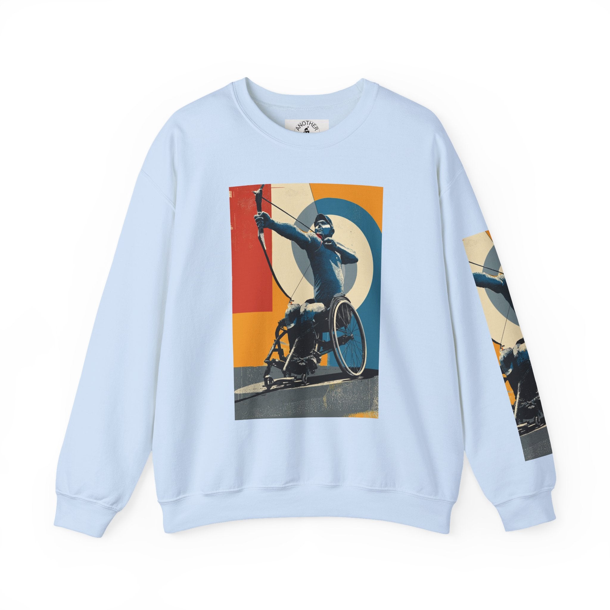 Inclusive WheelChair Archery Sports Themed Sweatshirt for Empowerment, Unisex Heavy Blend Crewneck, Inspirational Gift for Activists
