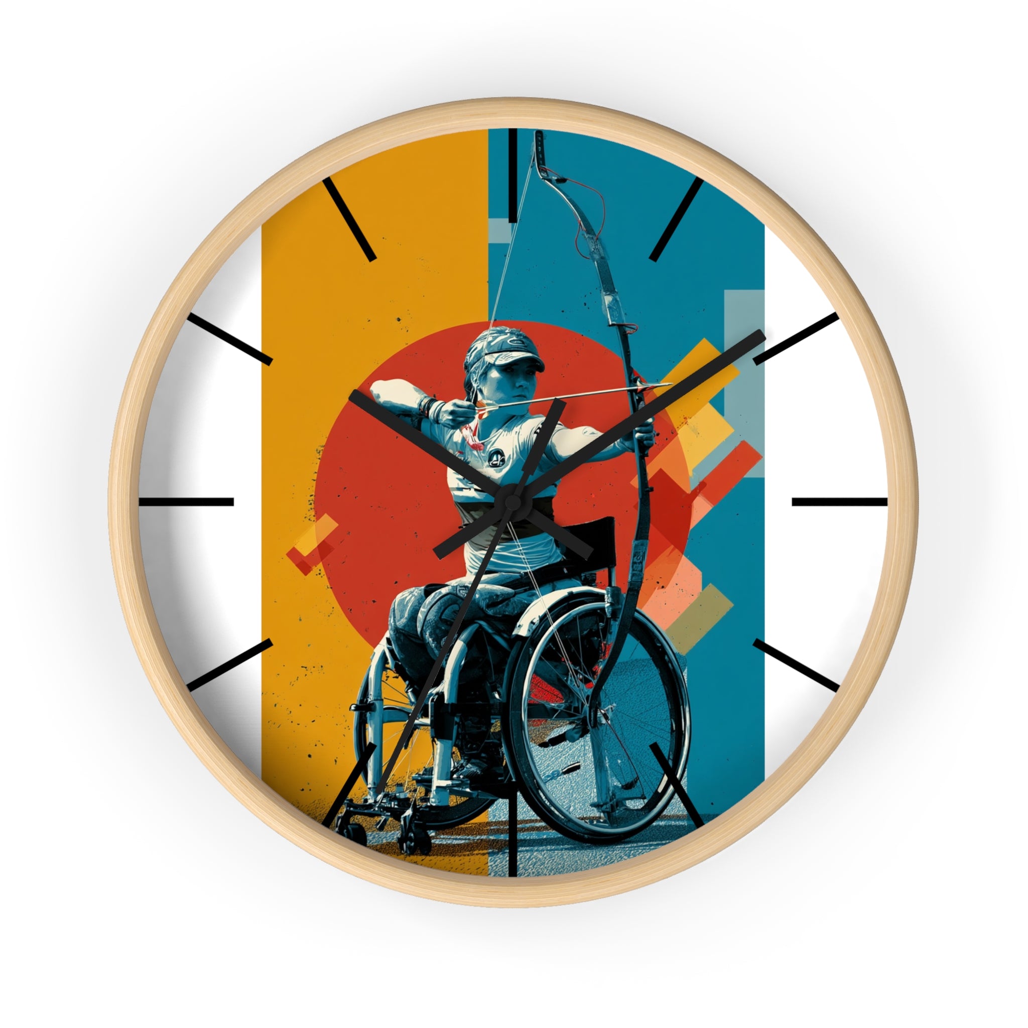 Motivational Sports Archery Wall Clock, Inspirational Decor for Athletes, Fitness Gift, Perfect for Home Gym, Competition, or Office