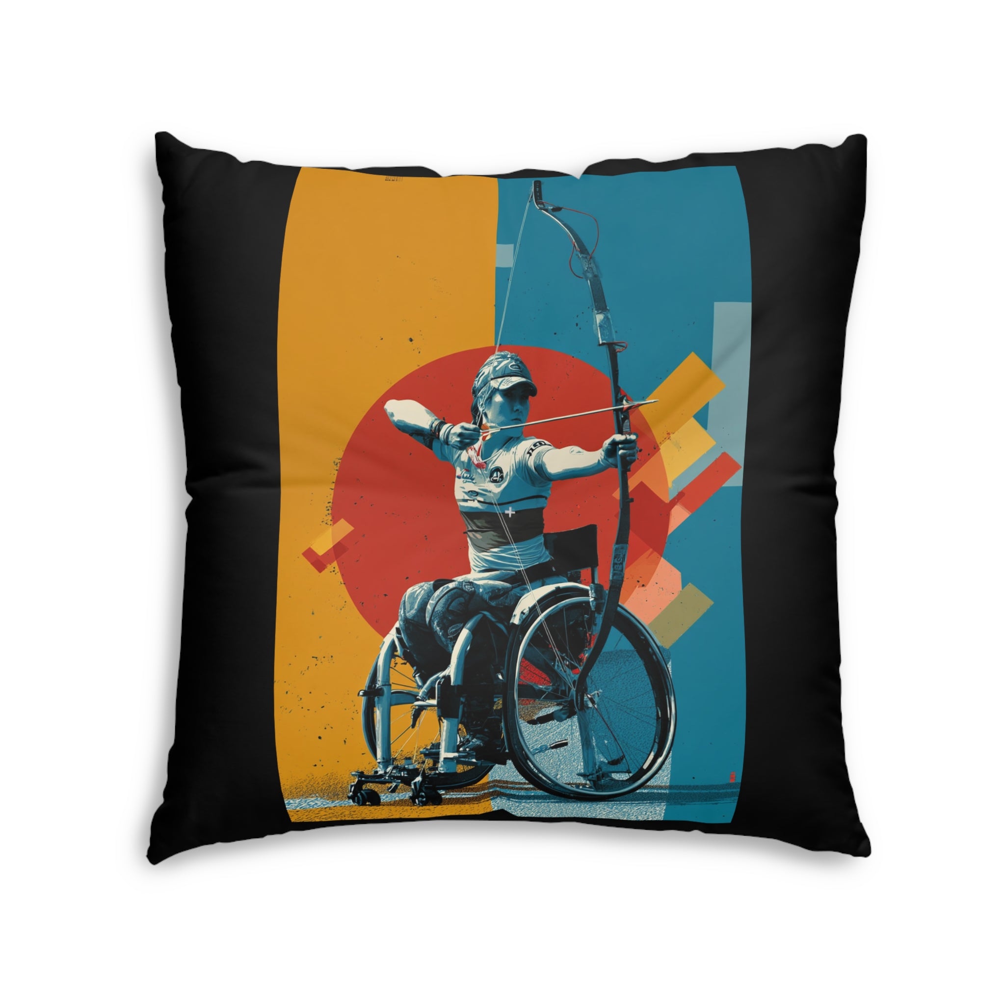Dynamic Tufted Floor Pillow, Sports Course Decor, Active Lifestyle Cushion, Athlete Gift, Home Accent, Modern Throw Pillow