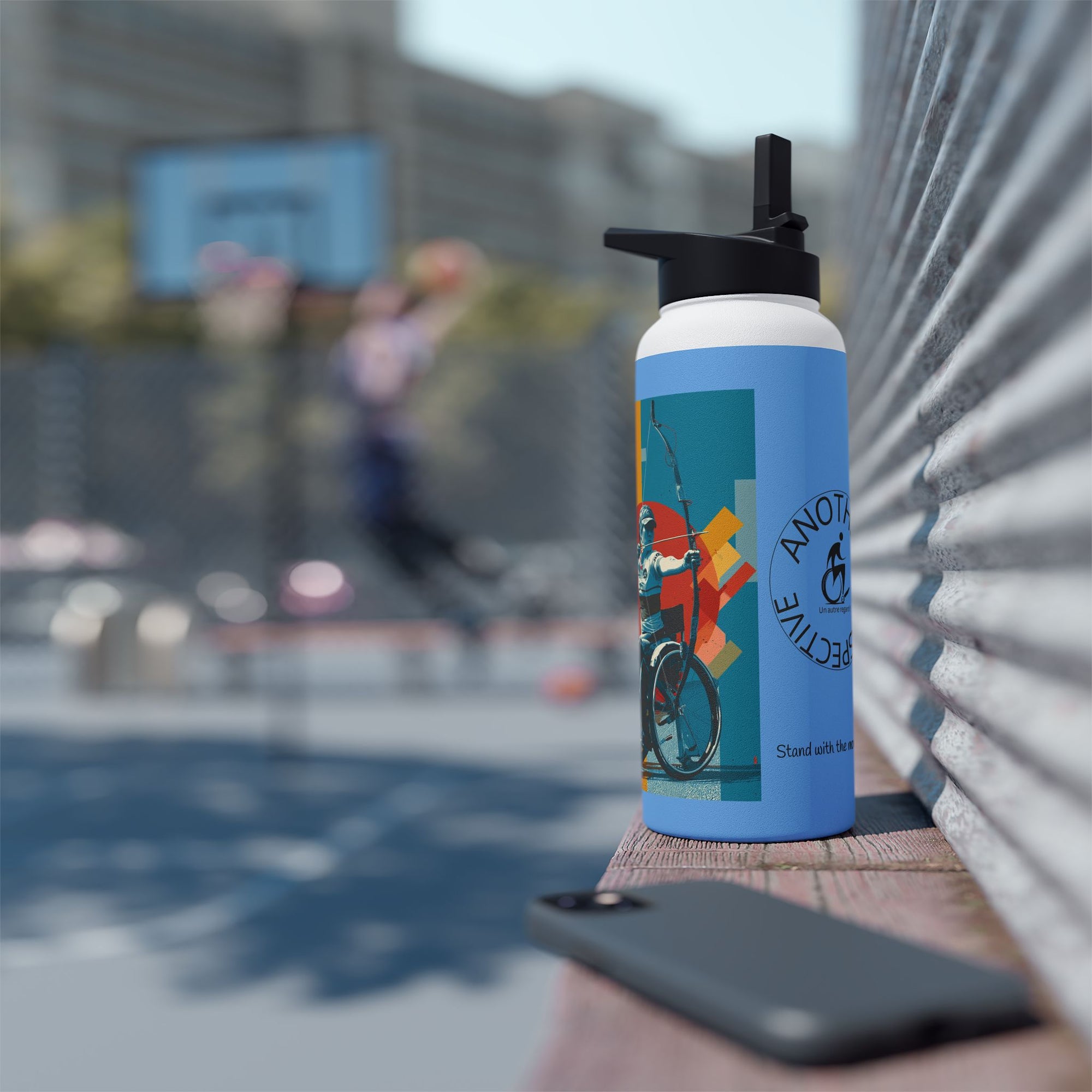 Colorful Stainless Steel Water Bottle – Para-sport Archery Design, Eco-Friendly Hydration, Gift Idea for All Athletes, Travel Mug, Fitness Accessory