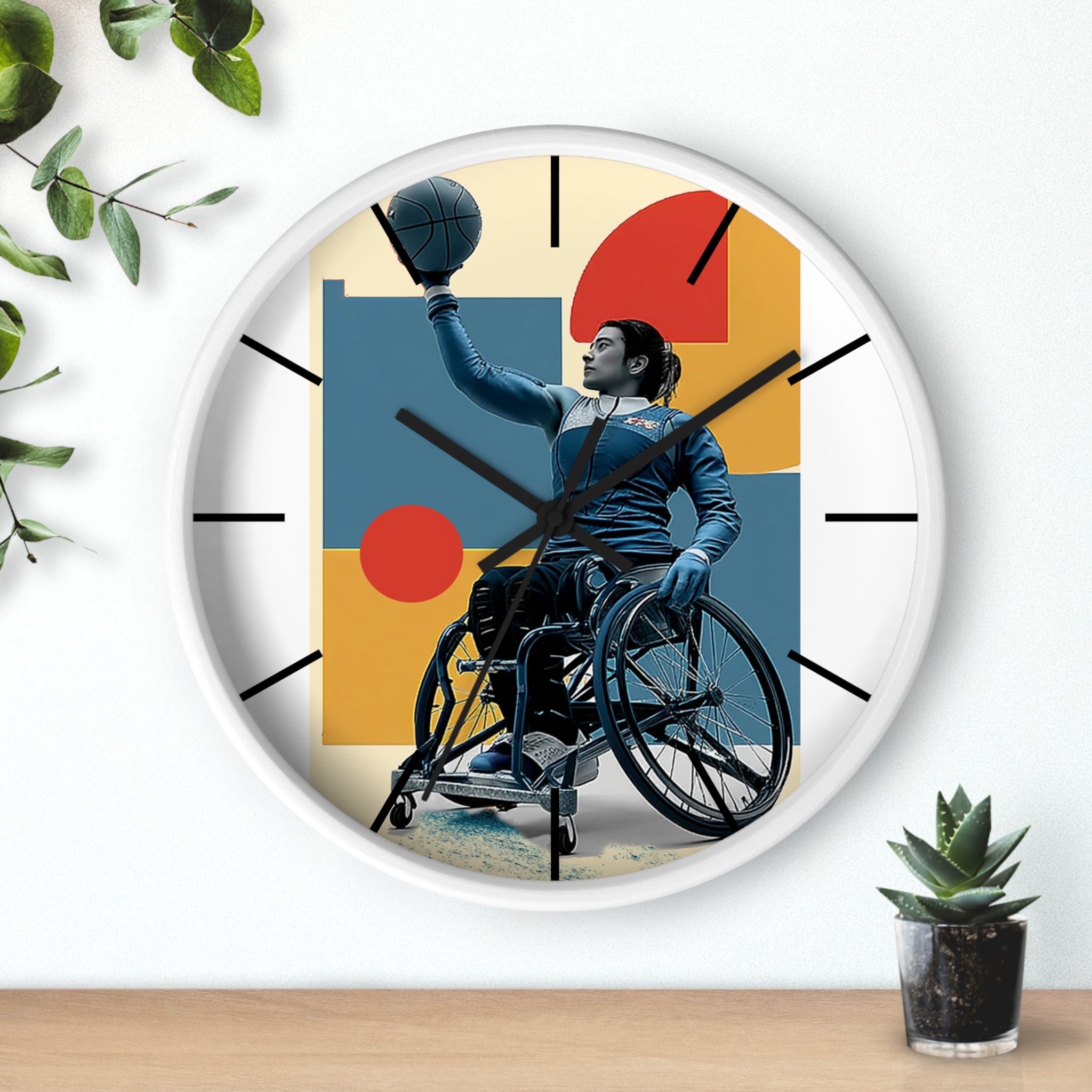 Motivational Sports Basket Wall Clock, Inspirational Decor for Athletes, Fitness Gift, Perfect for Home Gym, Competition, or Office