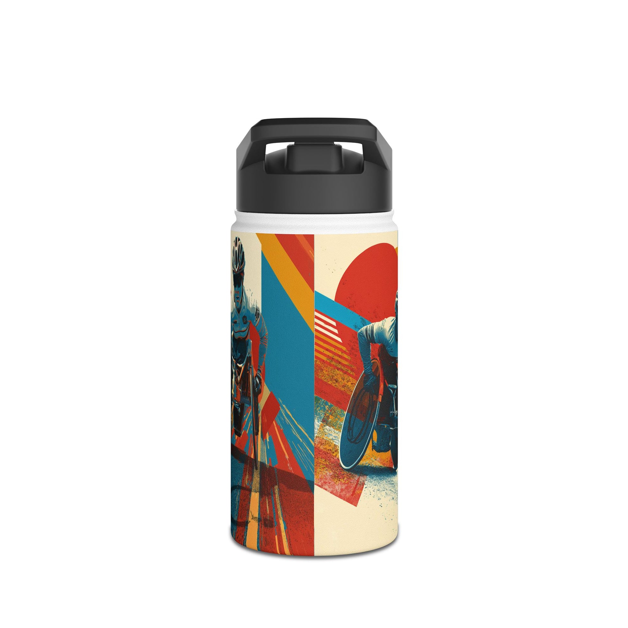 Colorful Stainless Steel Water Bottle – Para-sport Wheelchair Course Design, Eco-Friendly Hydration, Gift Idea for All Athletes, Travel Mug, Fitness Accessory