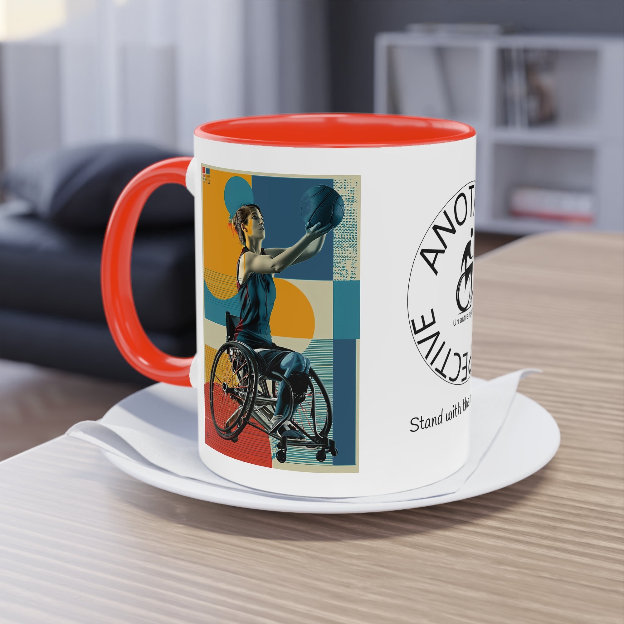 Dynamic Two-Tone Coffee Mug Basket,  Ideal Gift for Athletes, Motivational Morning Caffeine Boost, Sports Lover Cup