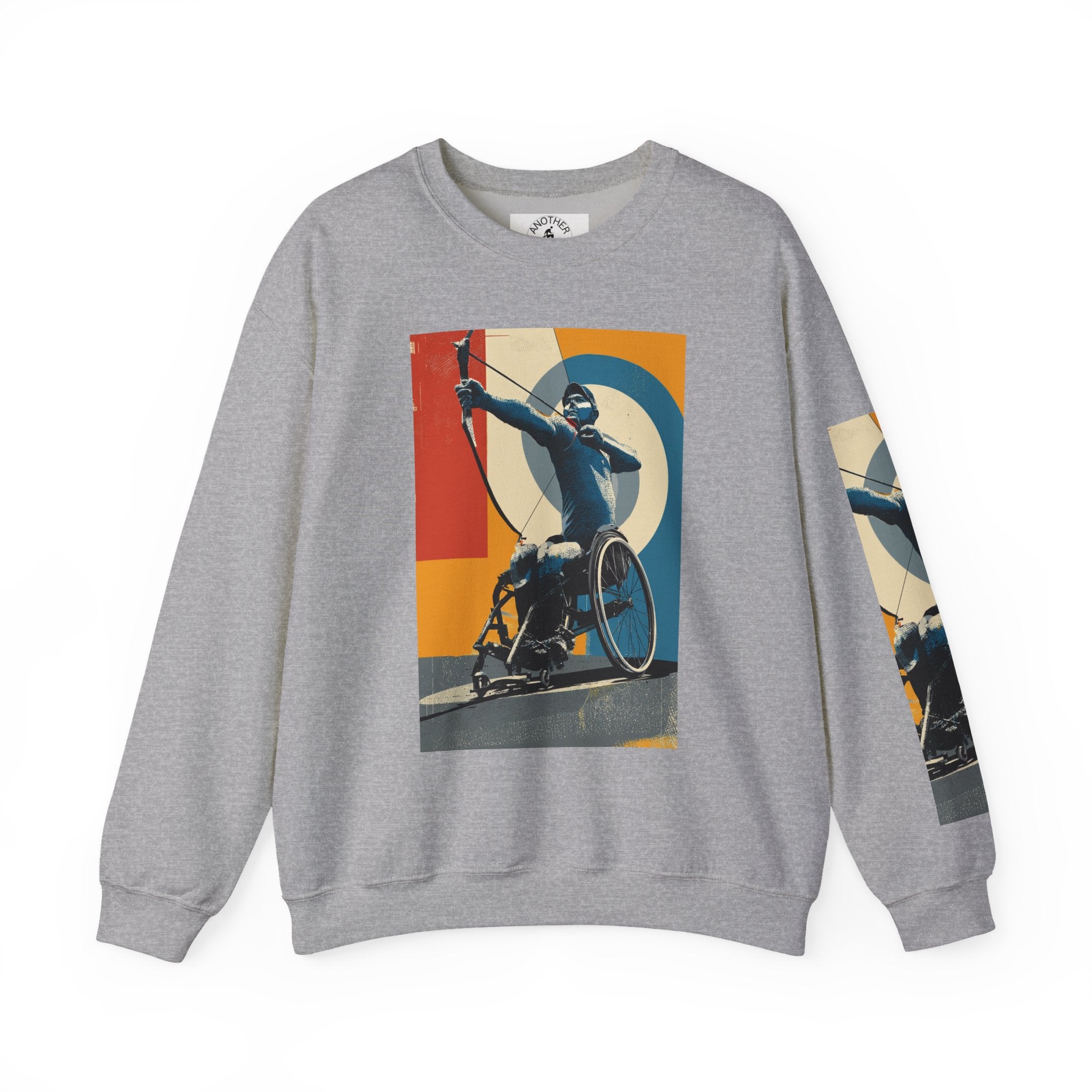 Inclusive WheelChair Archery Sports Themed Sweatshirt for Empowerment, Unisex Heavy Blend Crewneck, Inspirational Gift for Activists