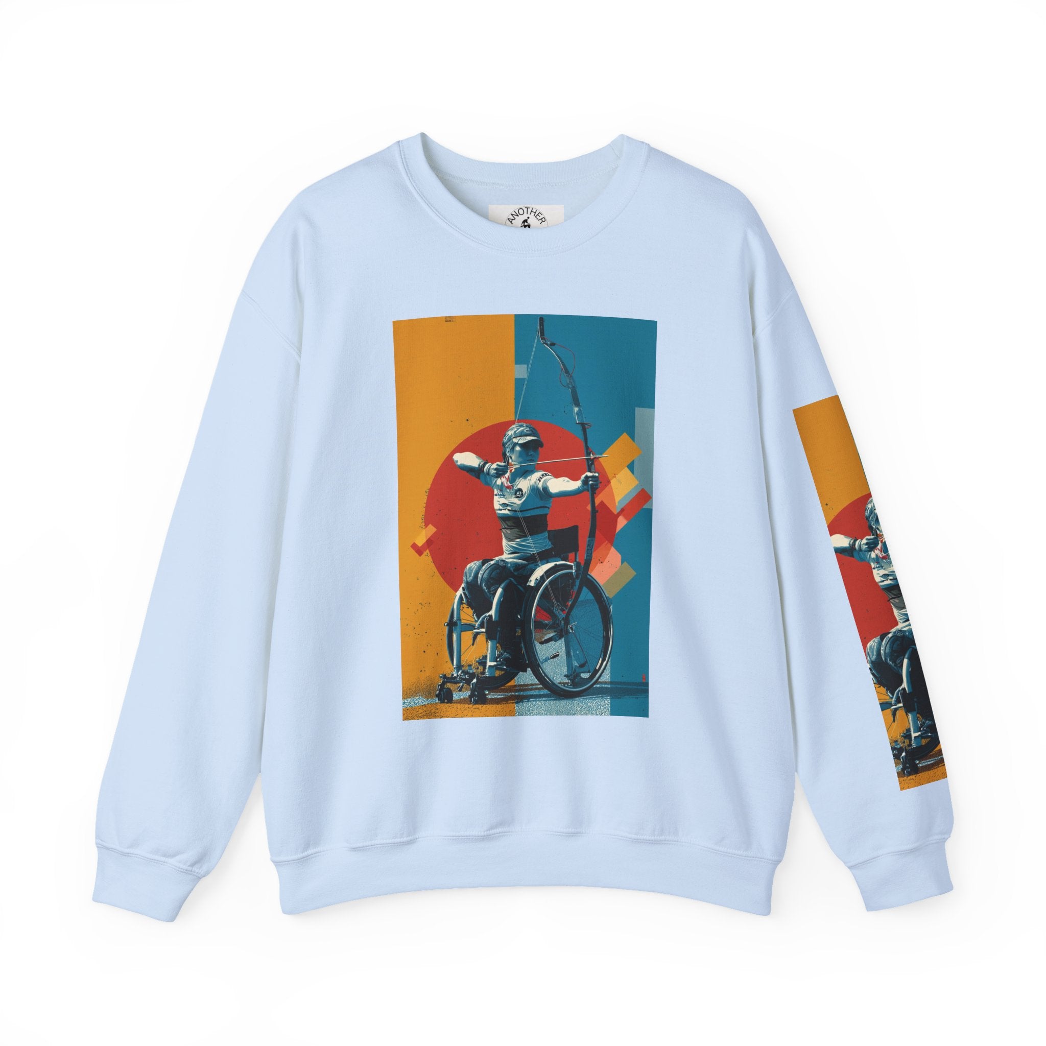 nclusive WheelChair Archery Sports Themed Sweatshirt for Empowerment, Unisex Heavy Blend Crewneck, Inspirational Gift for Activists