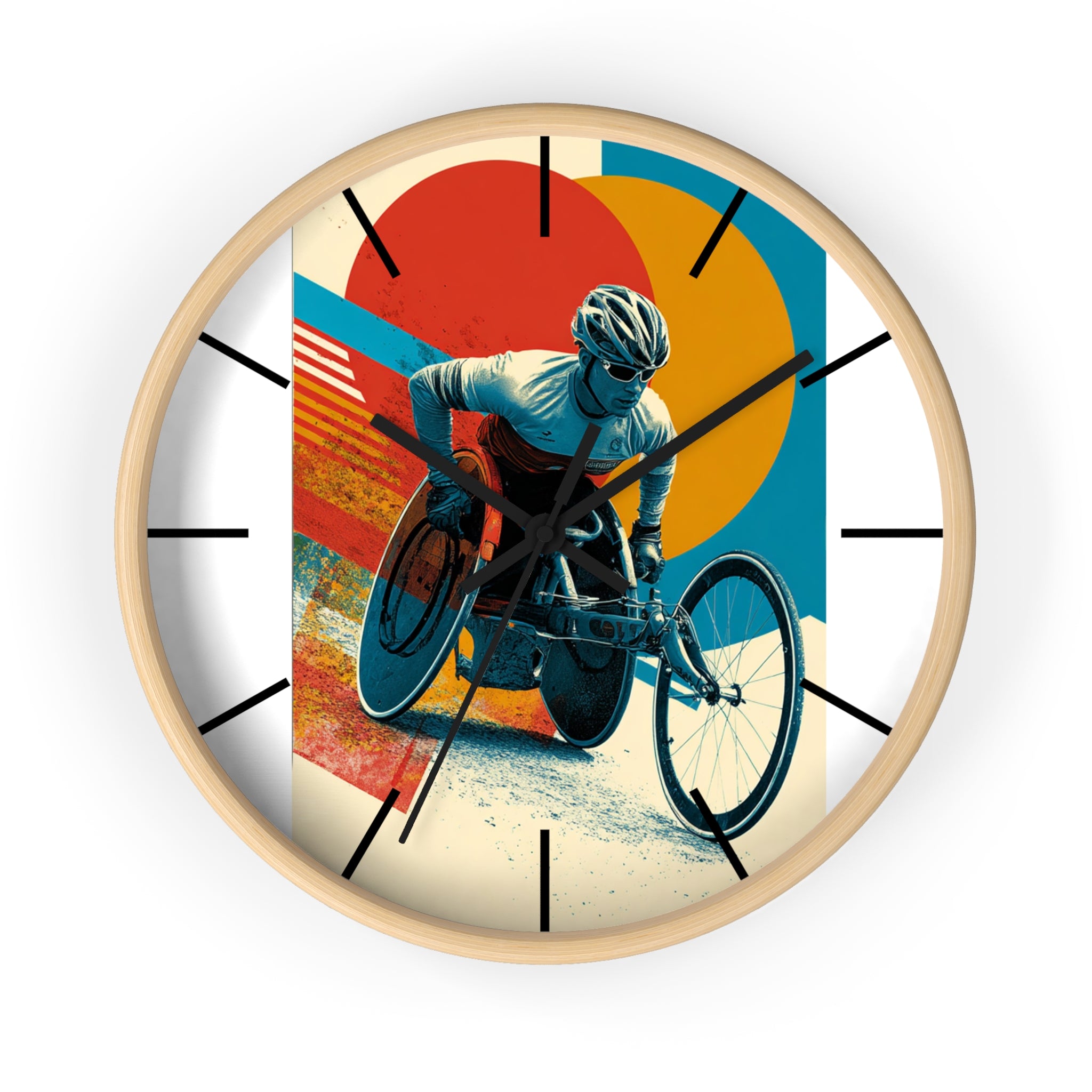 Motivational Wheelchair Sports Wall Clock, Inspirational Decor for Athletes, Fitness Gift, Perfect for Home Gym, Competition, or Office